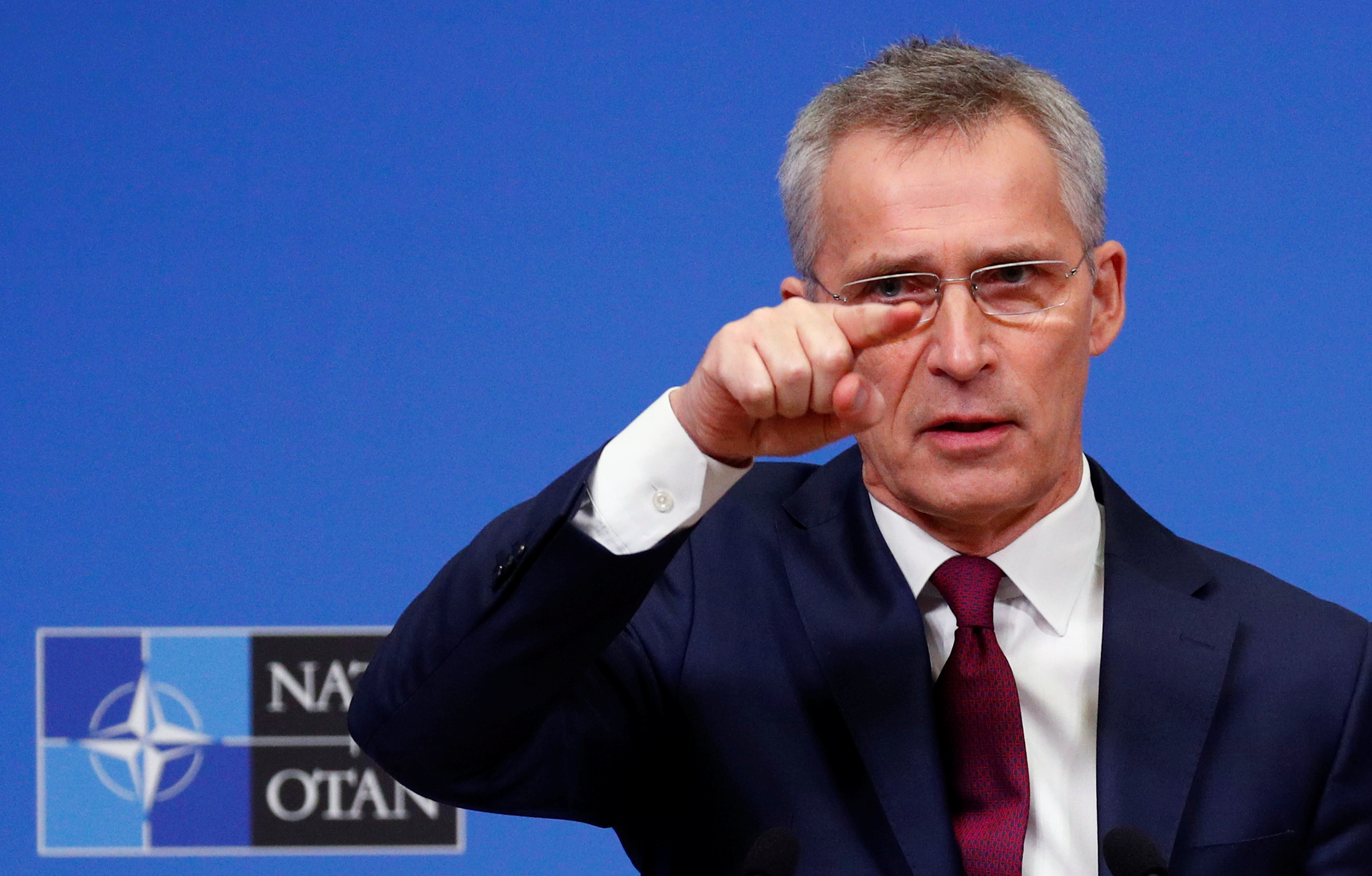 NATO Secretary General Jens Stoltenberg holds a news conference at the Alliance headquarters in Brussels