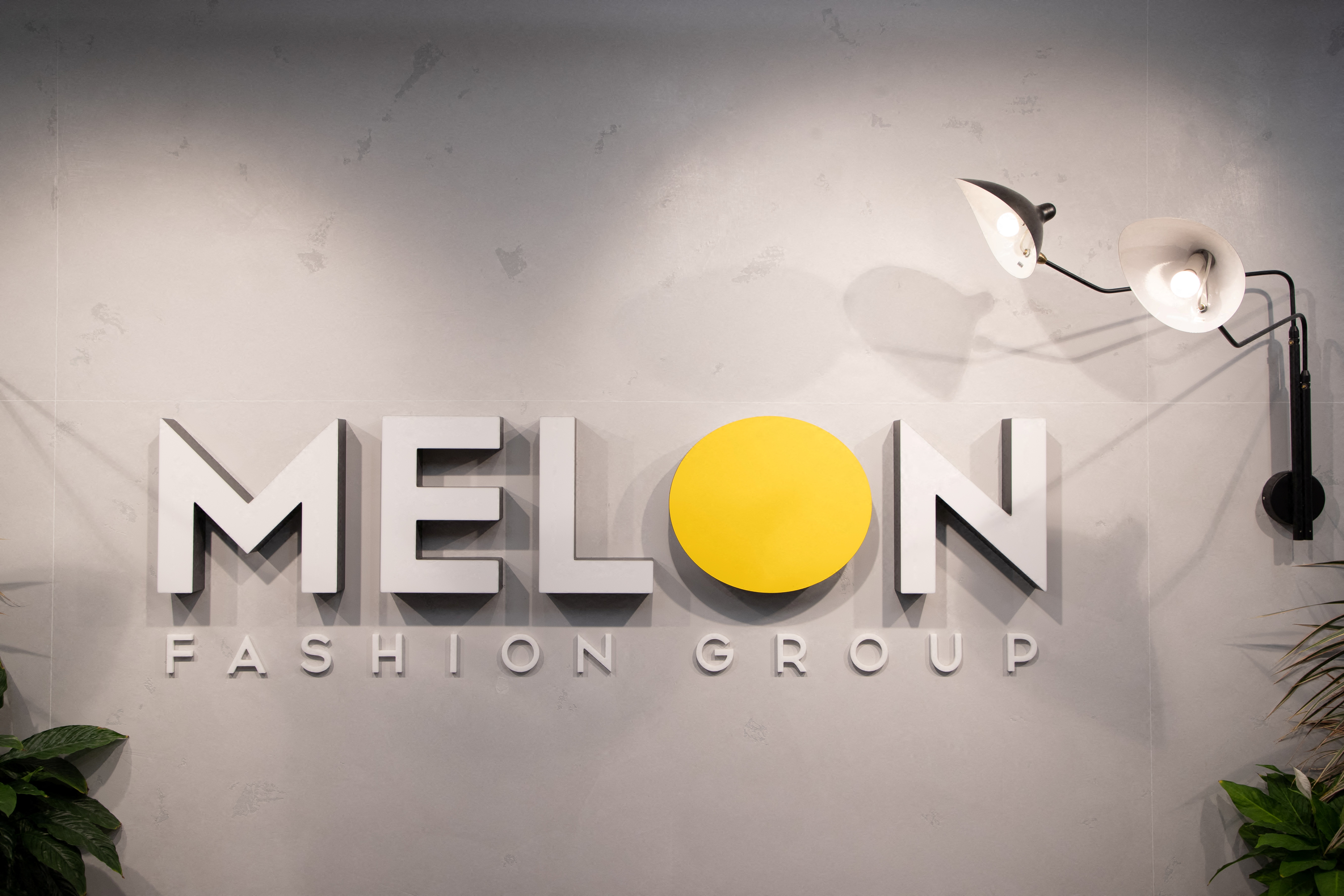 The logo of Melon Fashion Group is seen at the company's headquarters in Saint Petersburg