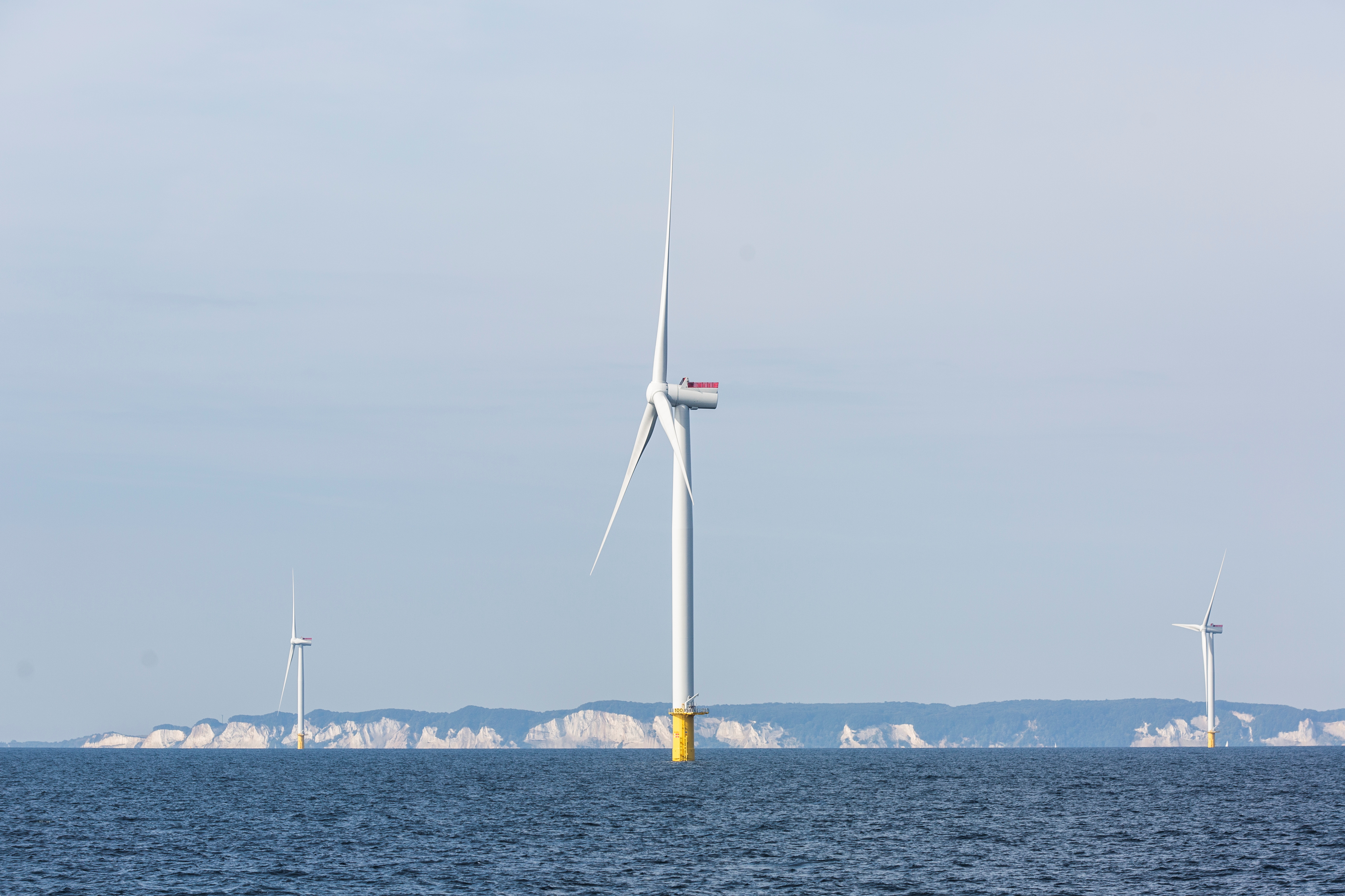 Power-generating windmill turbines are seen at an offshore wind farm in the Baltic Sea