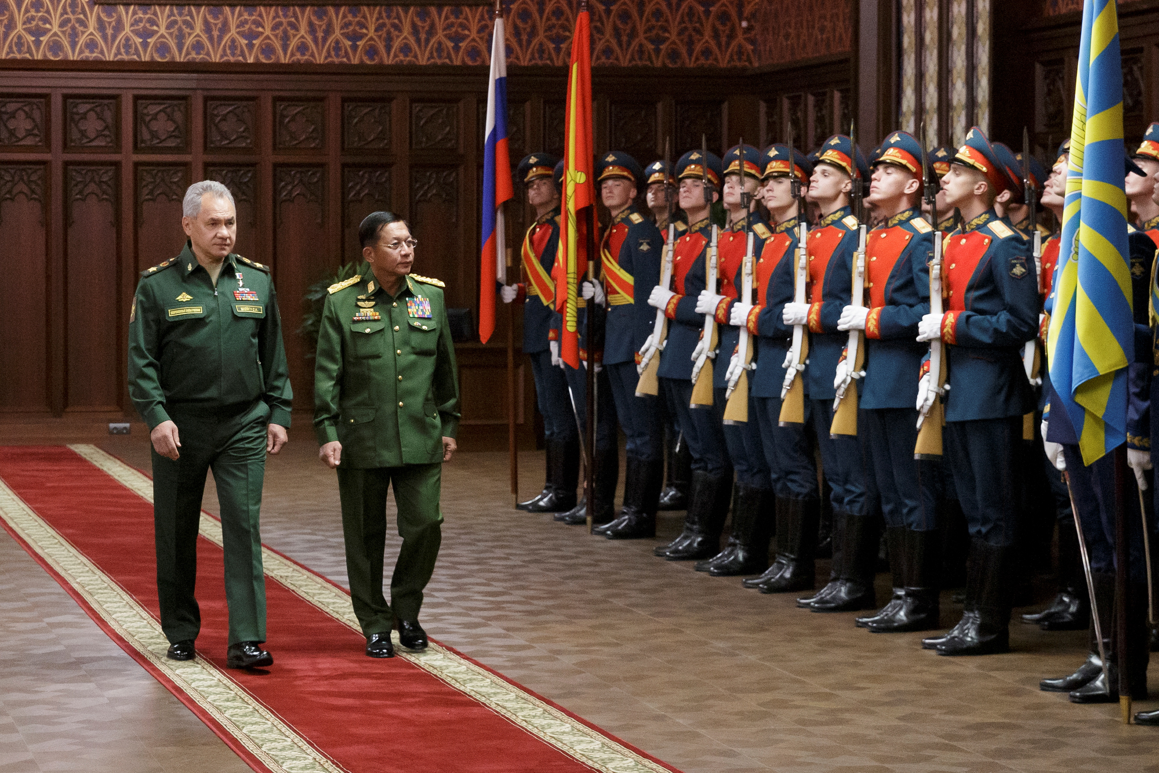 Russia's Defense Minister Sergei Shoigu meets Myanmar's Commander in-Chief Senior General Min Aung Hlaing in Moscow
