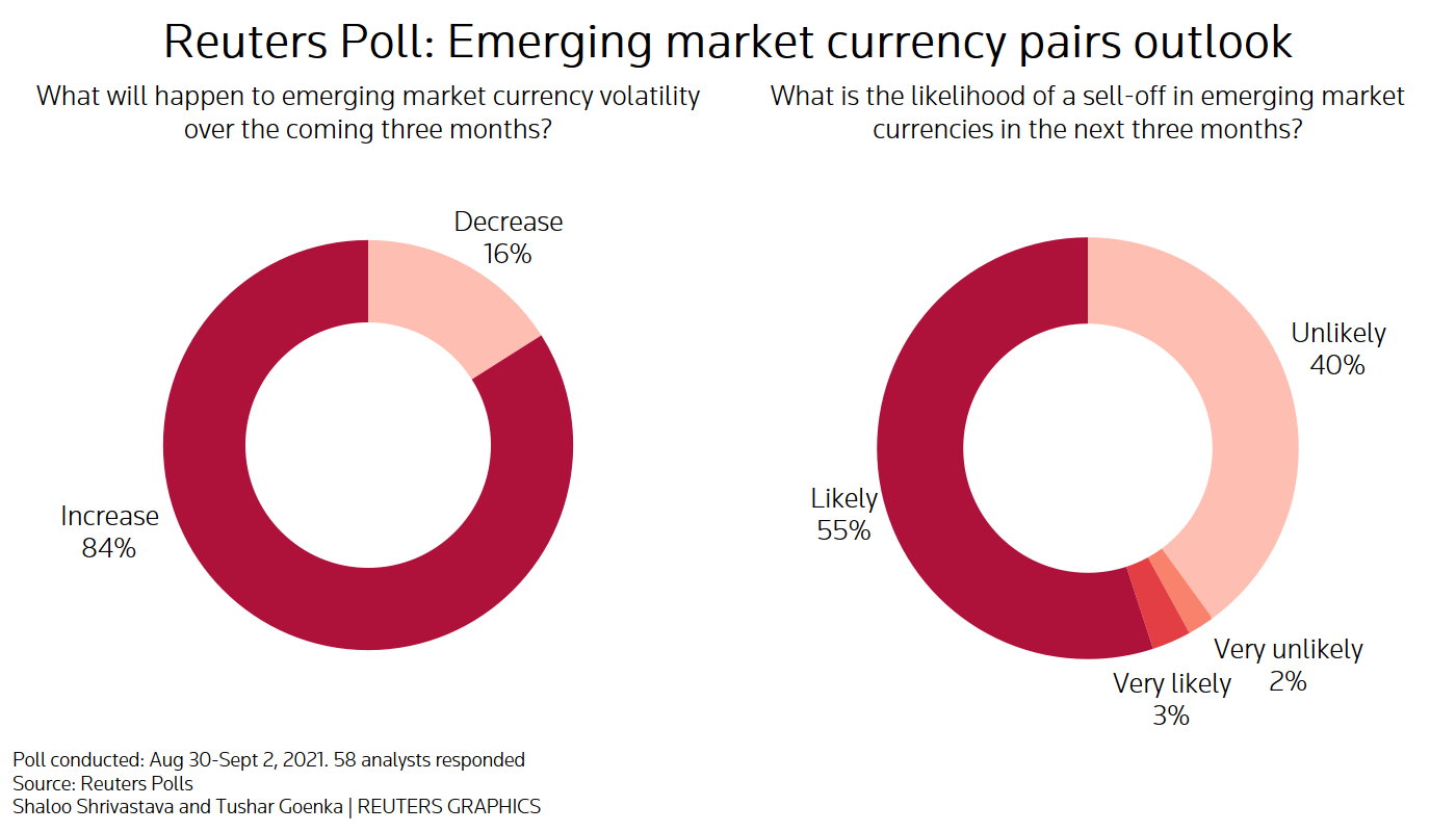 Reuters poll graphic on emerging market currencies outlook: