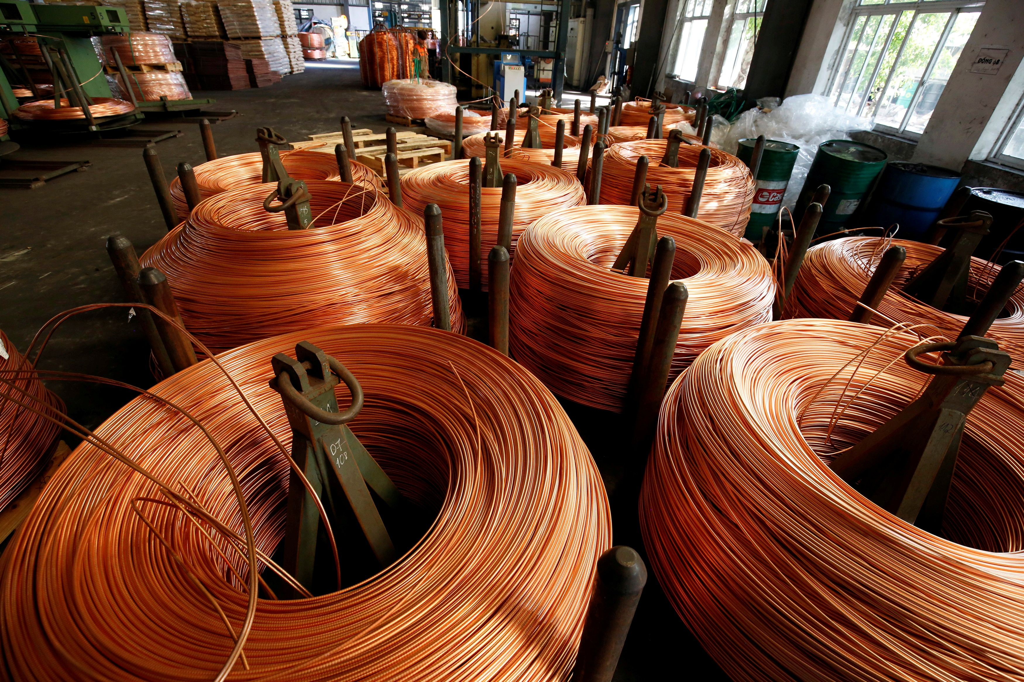 Copper rods are seen at Truong Phu cable factory in northern Hai Duong province, outside Hanoi