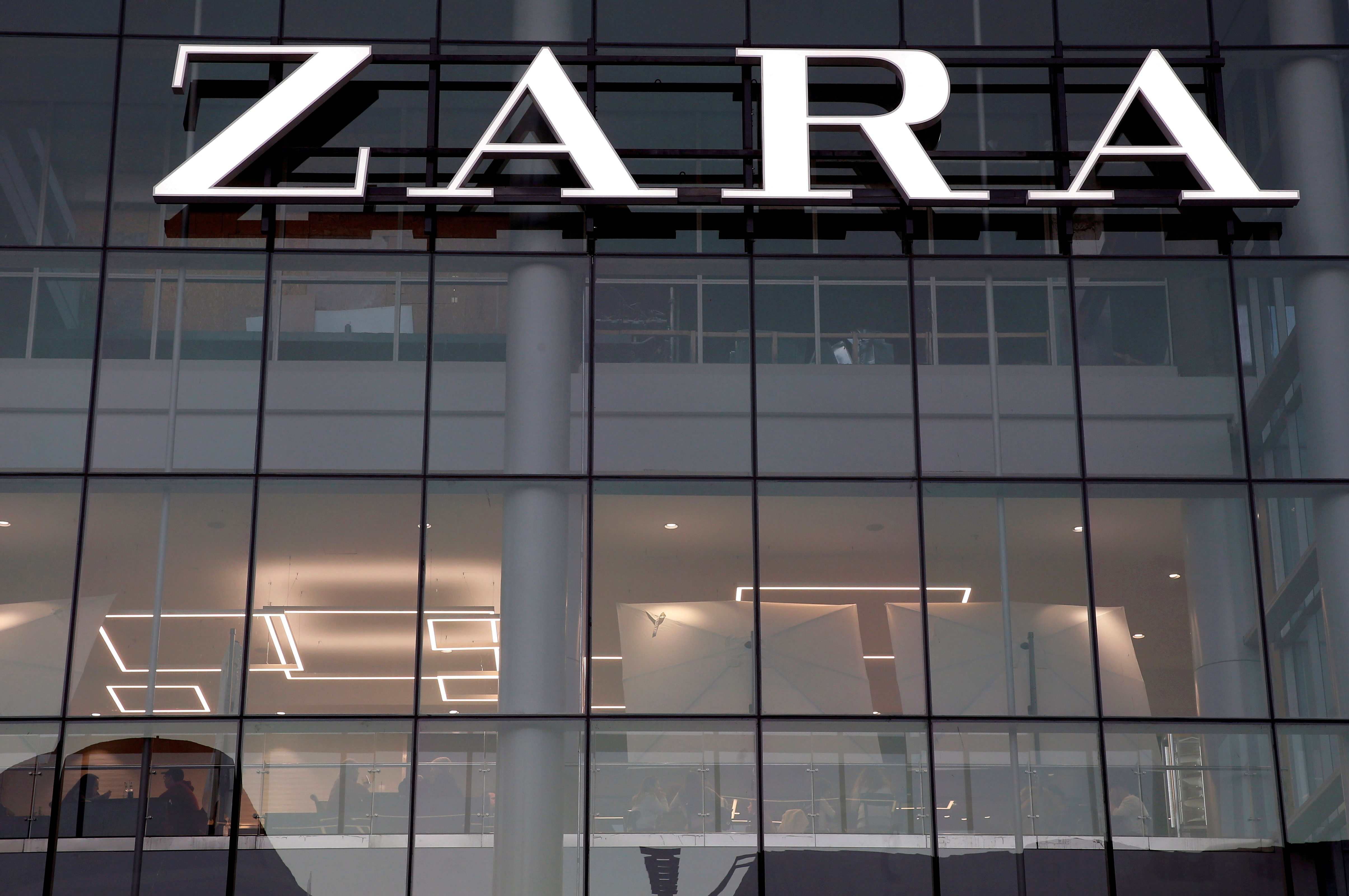 FILE PHOTO: The logo of the Zara store is seen in a mall at Vina del Mar