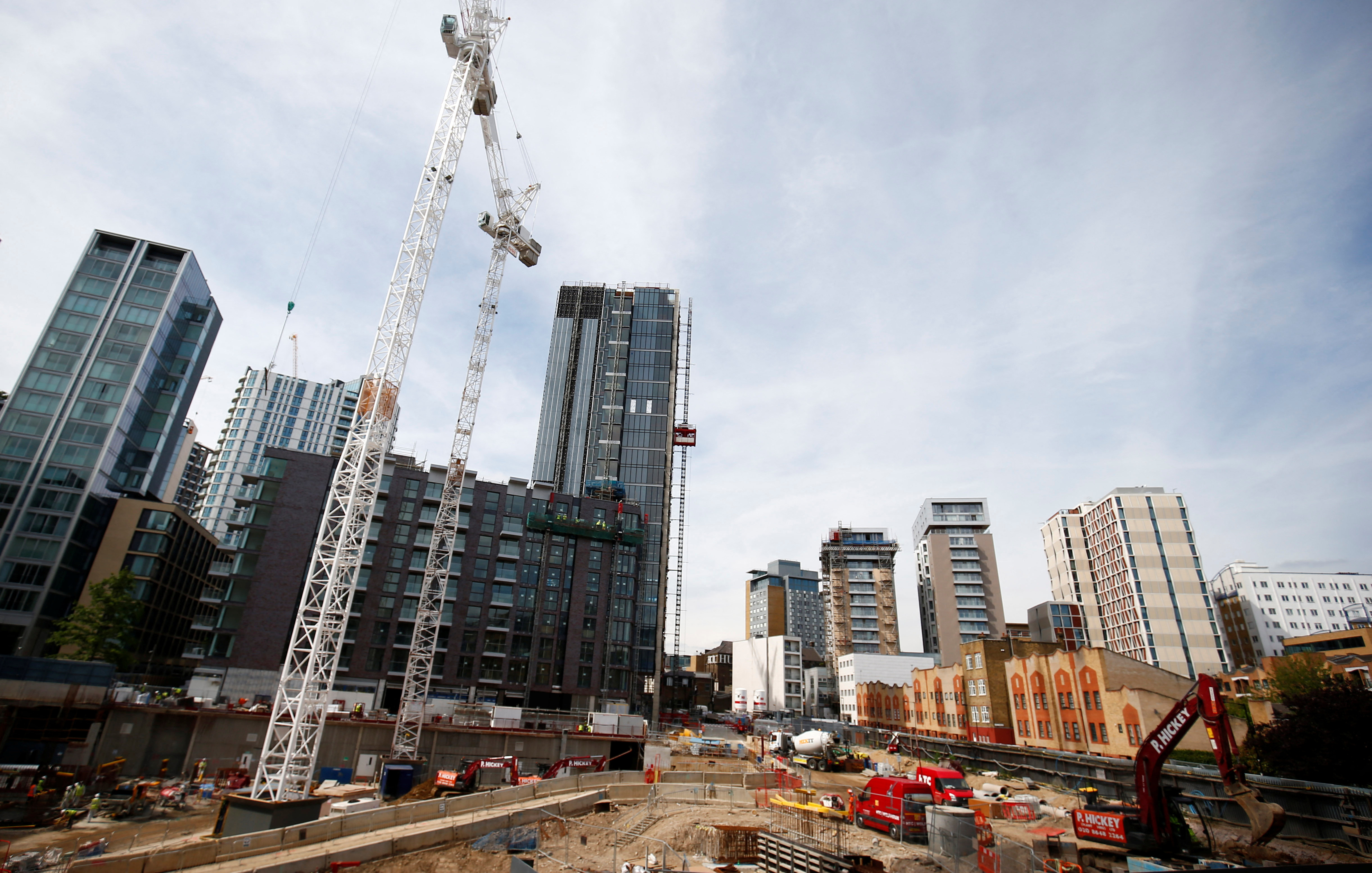 A general view shows a construction site in London