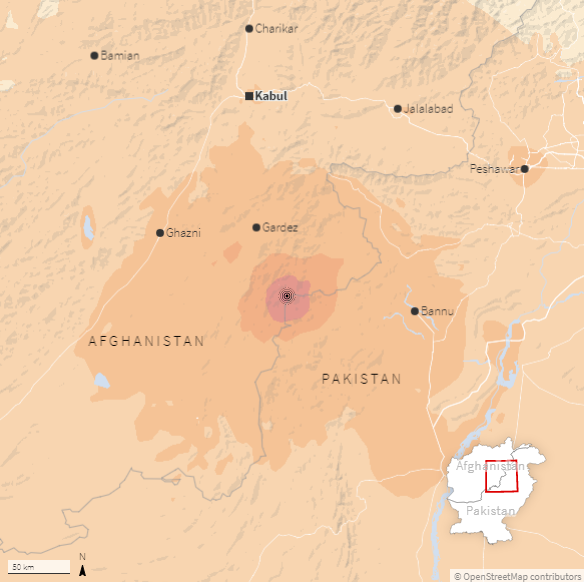 Afghanistan Earthquake Shakemap Graphic