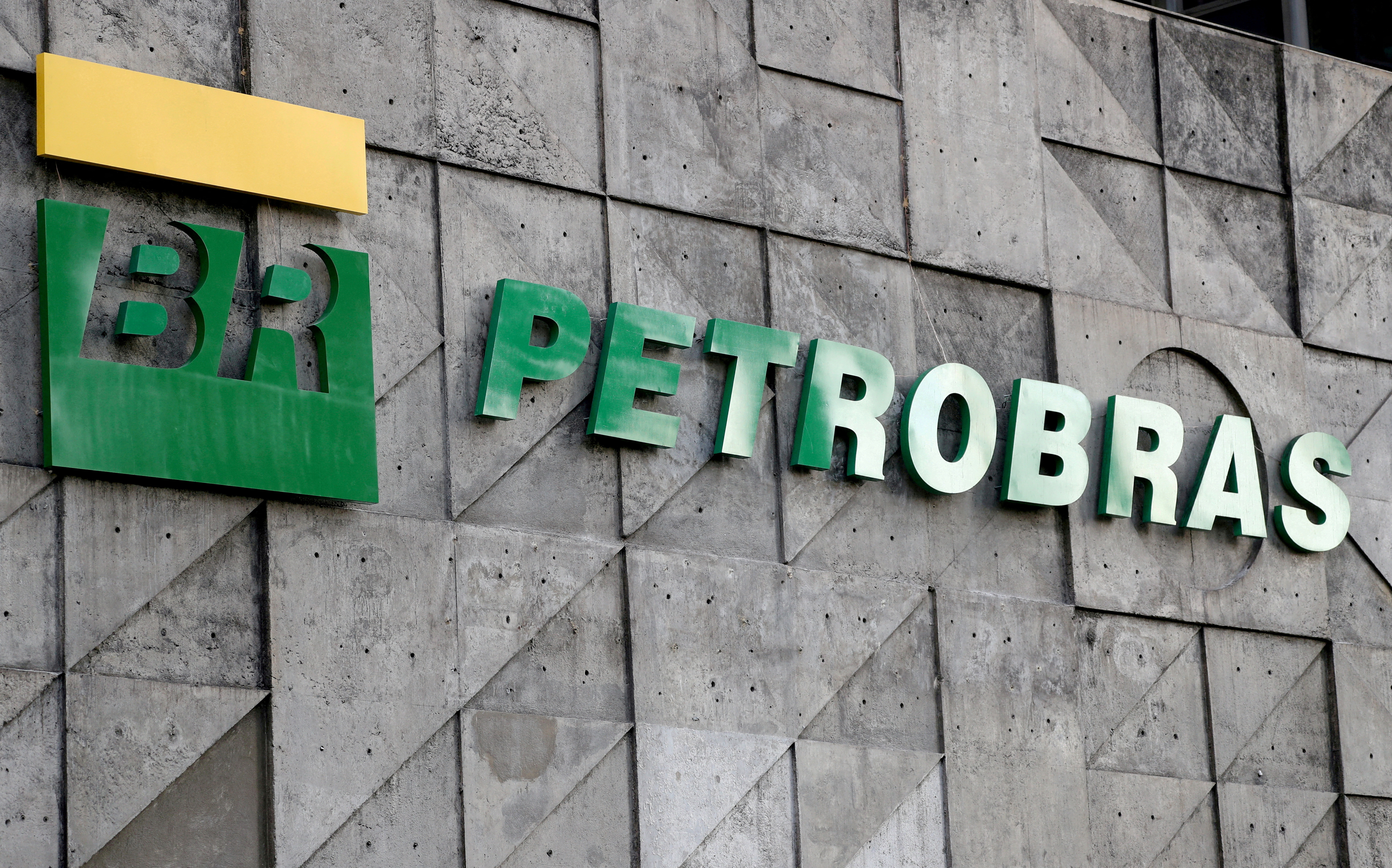 A logo of Brazil's state-run Petrobras oil company is seen at its headquarters in Rio de Janeiro