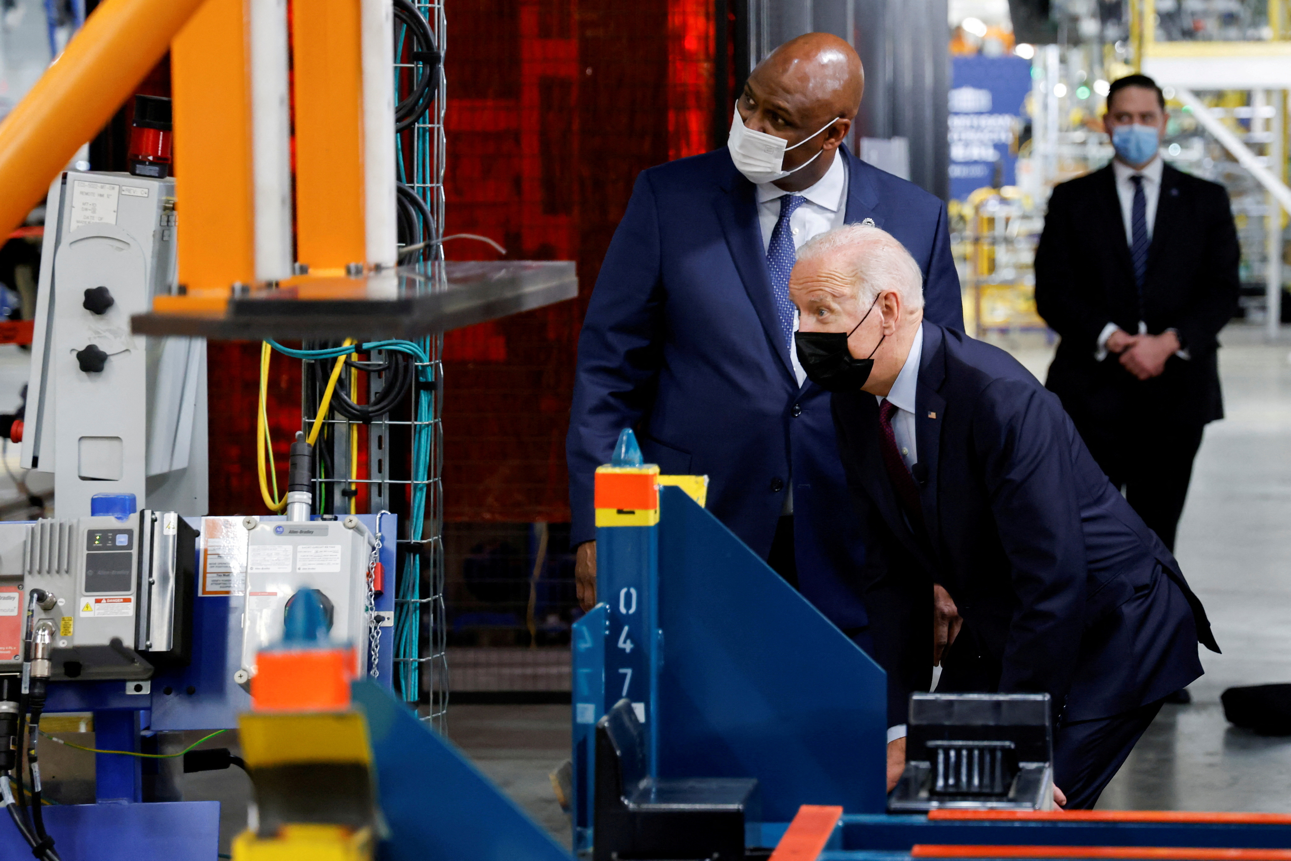 U.S. President Joe Biden tours the General Motors 'Factory ZERO' electric vehicle assembly plant in Detroit