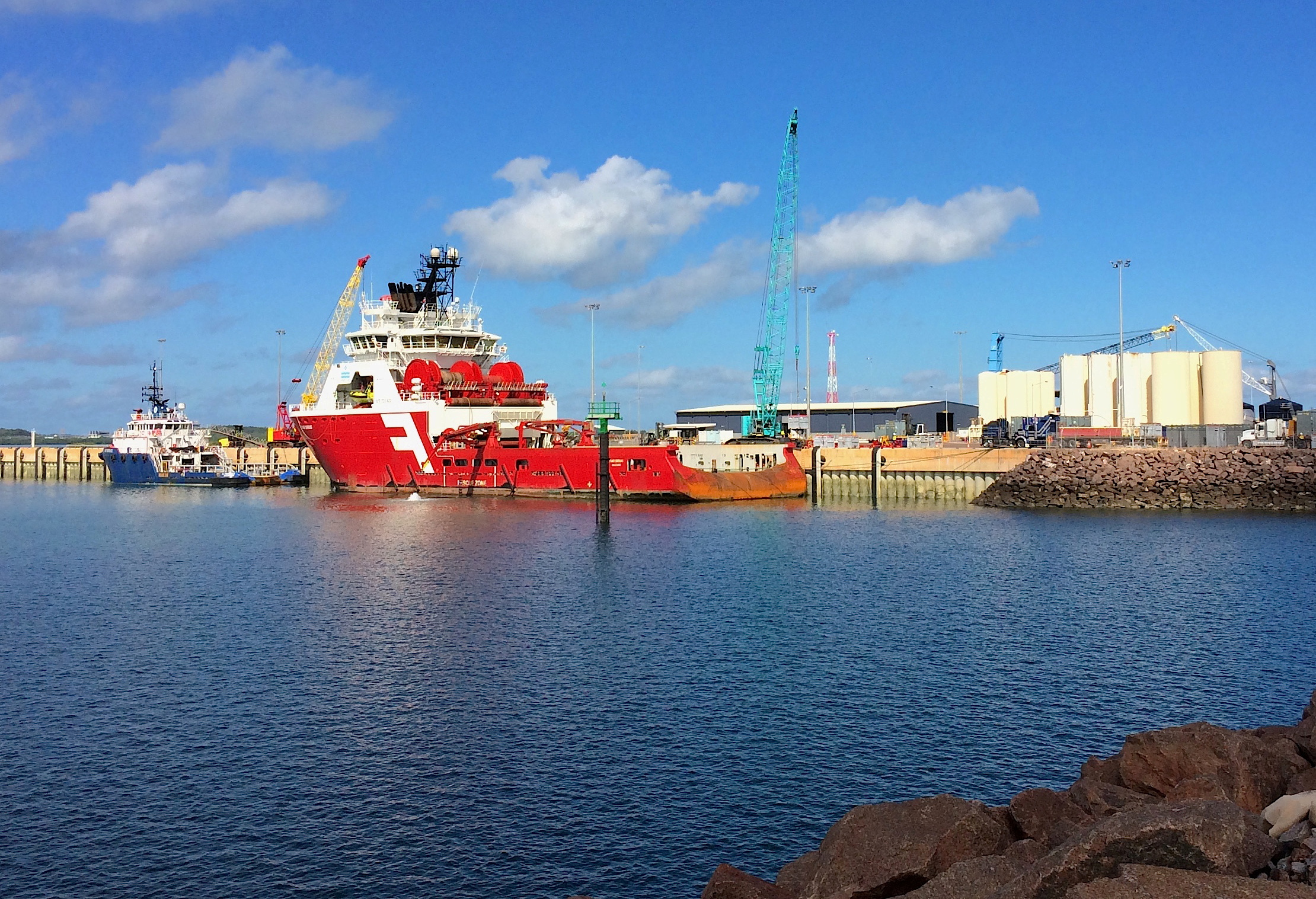 Supply vessels for the offshore gas rigs sit at Darwin port in northern Australia