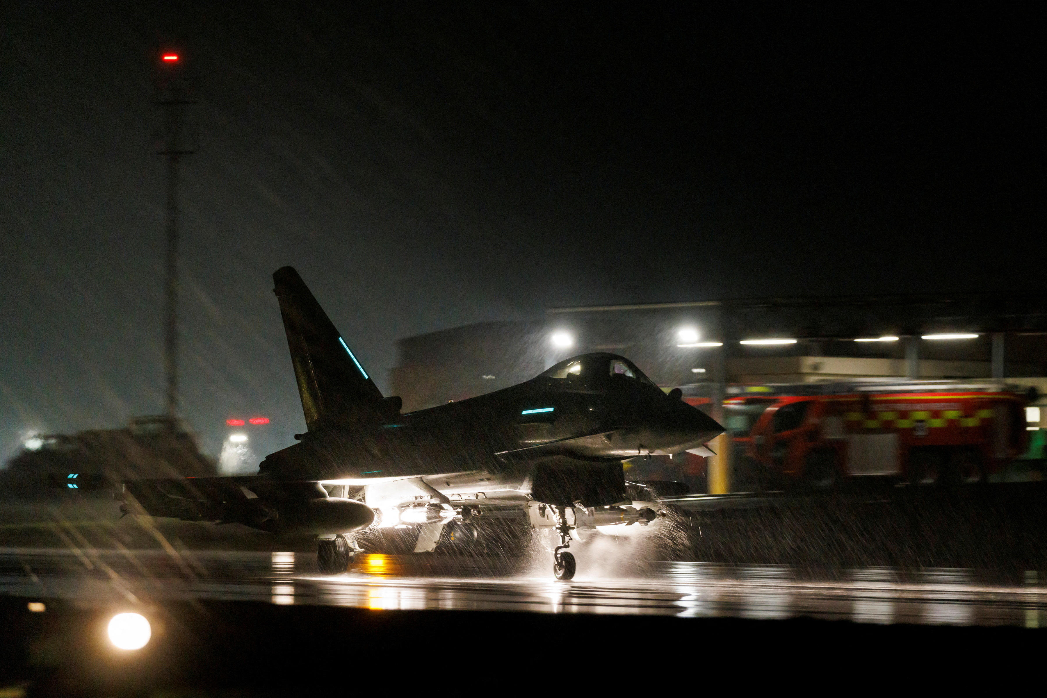 Royal Air Force Typhoon aircraft conduct precision strike operations