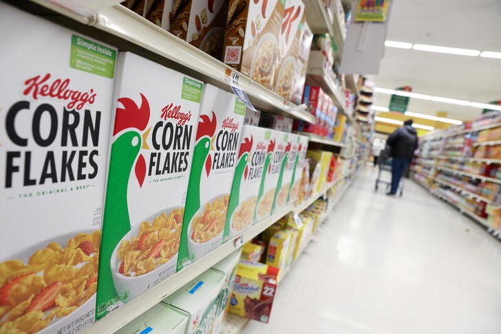 Kellogg's Corn Flakes, owned by Kellogg Company, are seen for sale in a store in Queens, New York City