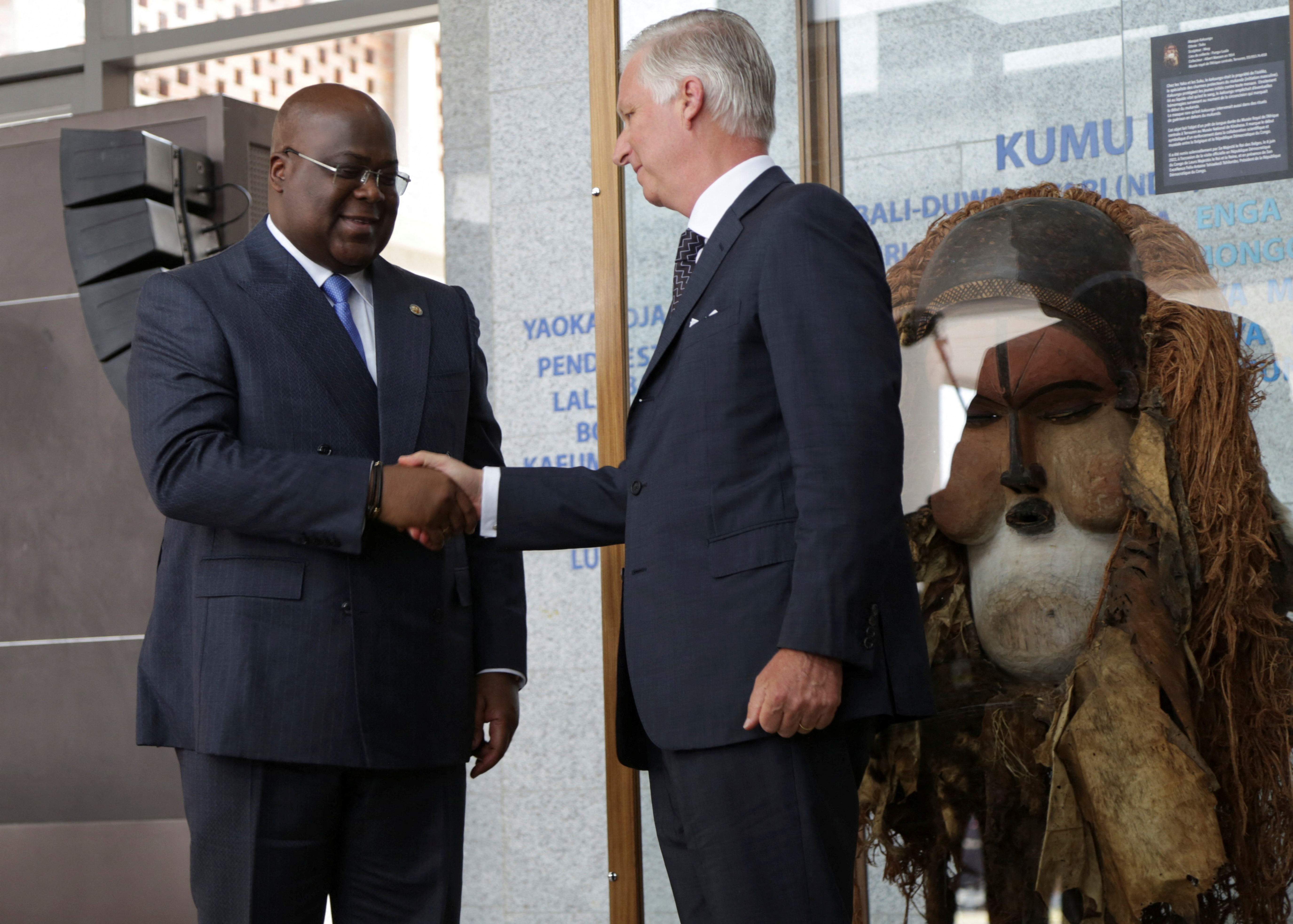 Belgian king returns mask to Congo in symbolic gesture of restitution