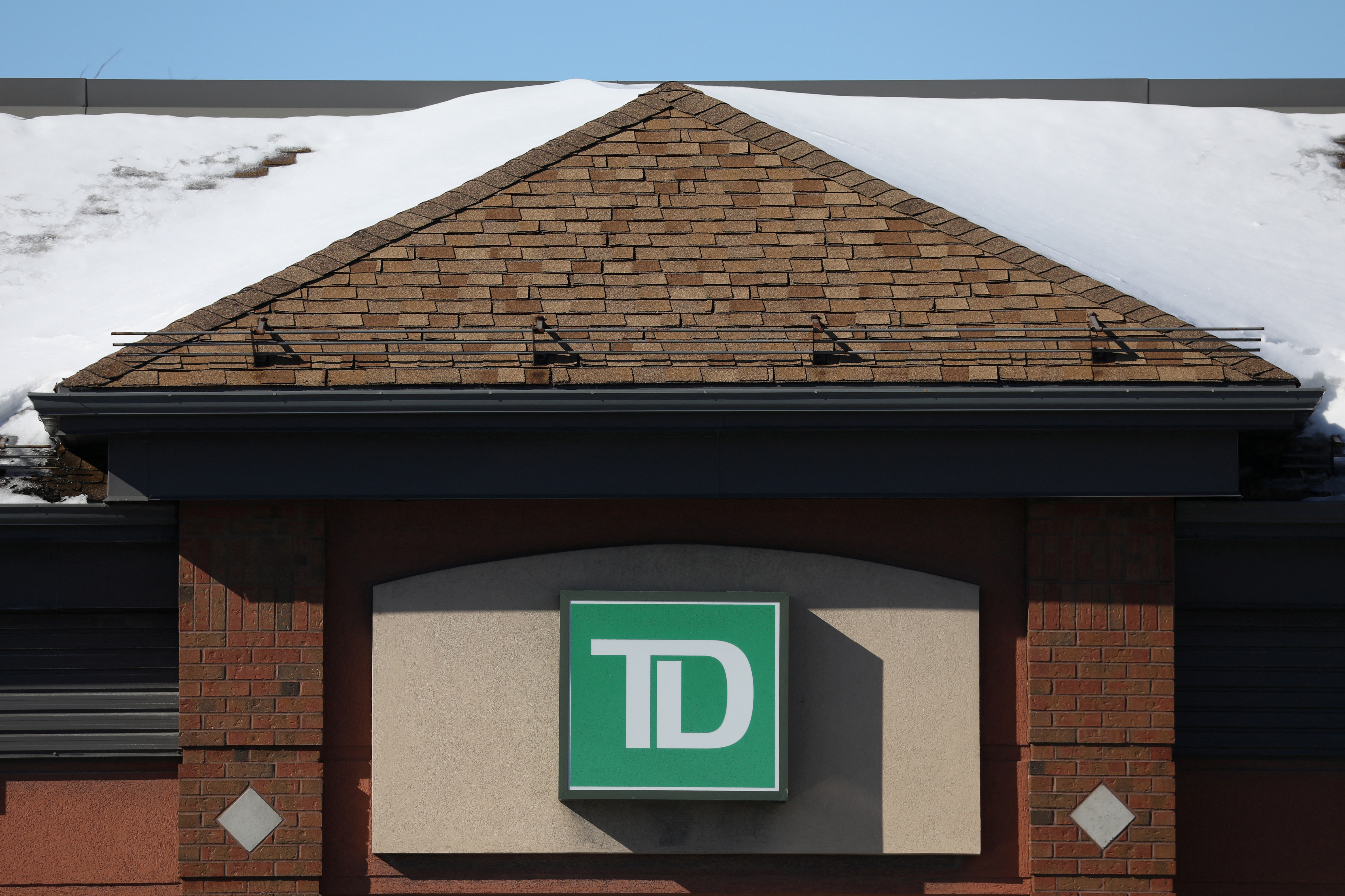 The Toronto-Dominion bank logo is seen outside of a branch in Ottawa