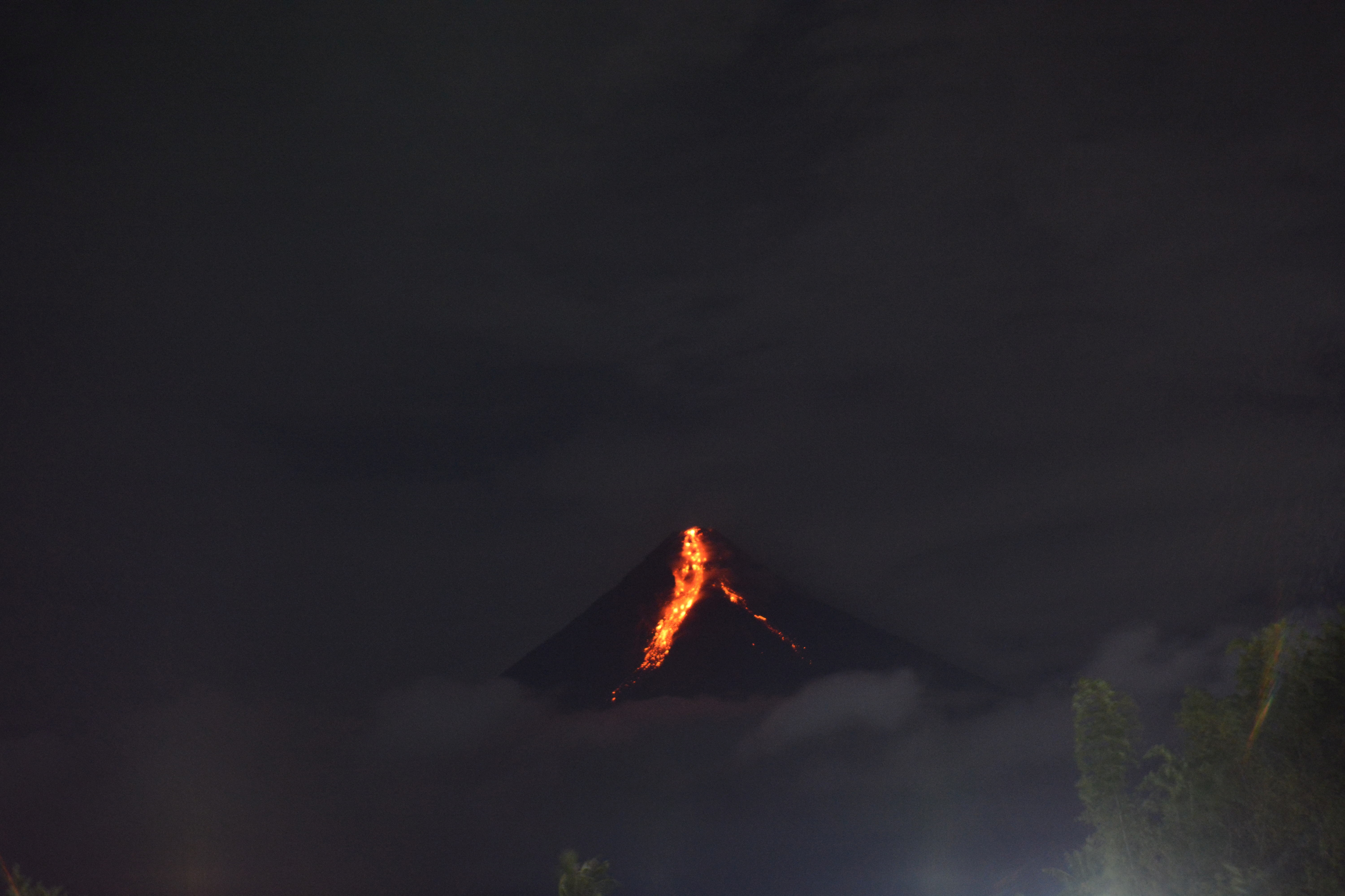 Lava flows from Mount Mayon volcano, in Daraga