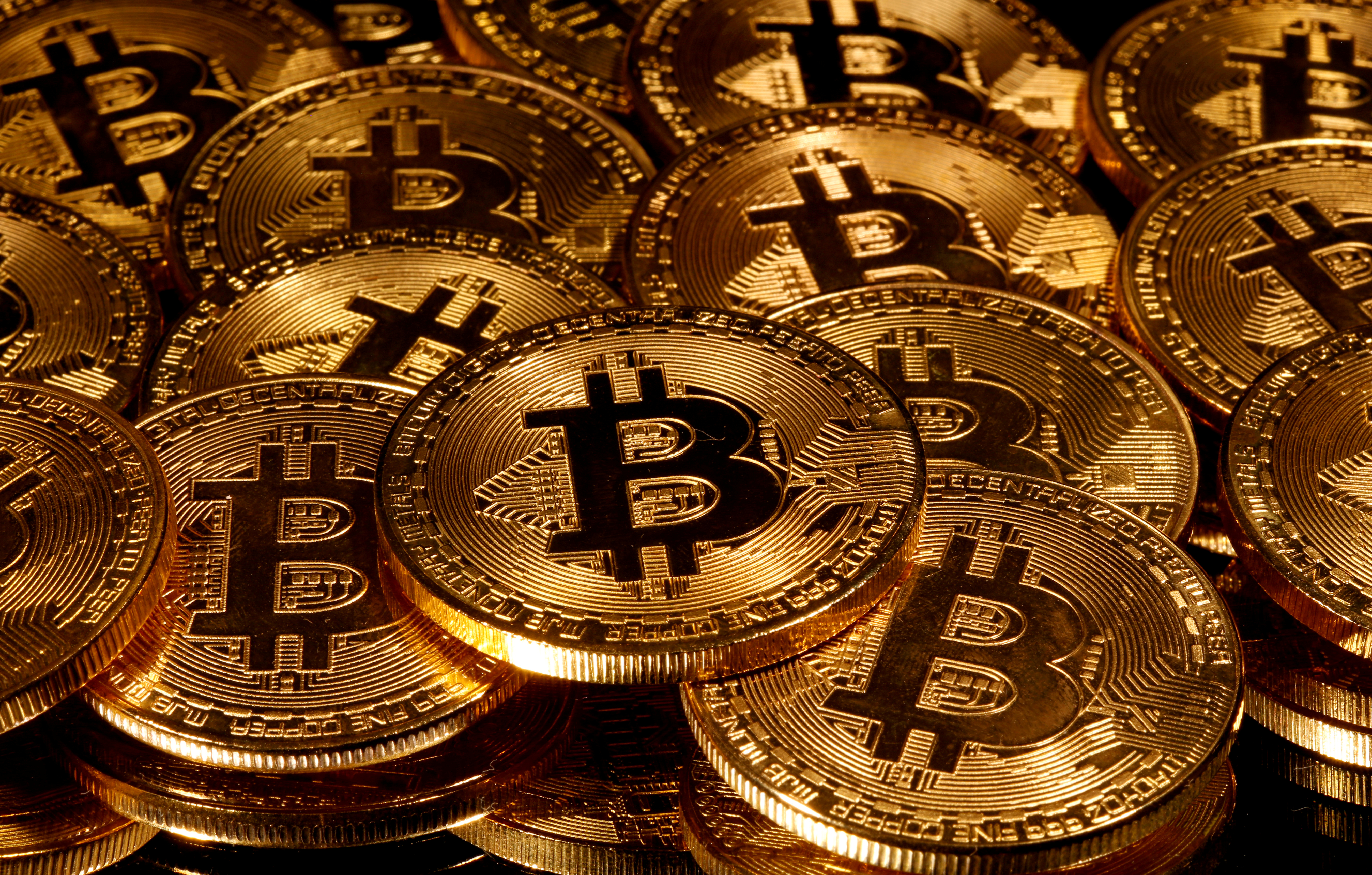Representations of virtual currency bitcoin are seen in this picture illustration