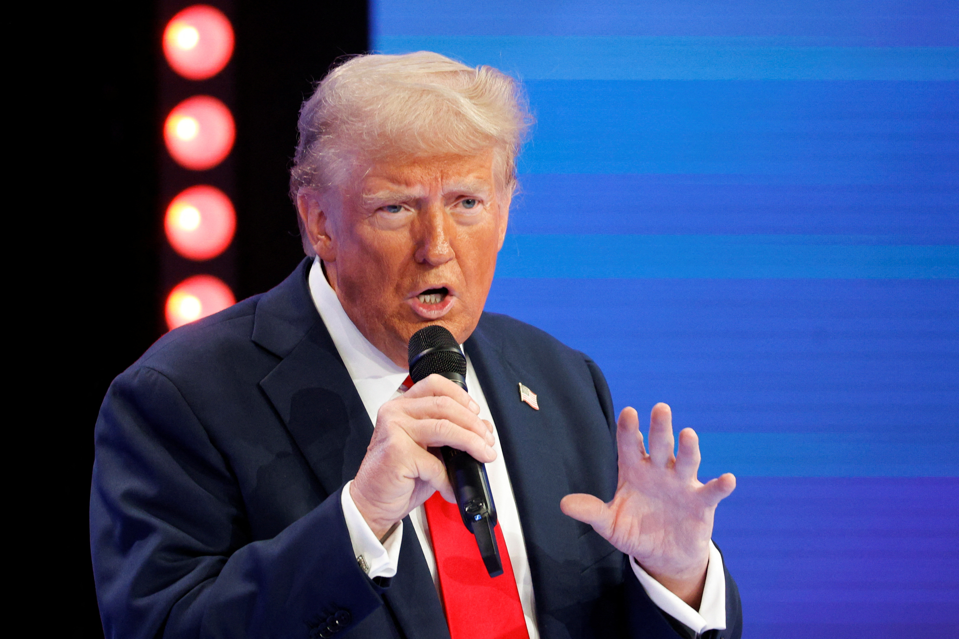 Republican presidential nominee and former U.S. President Donald Trump participates in a town hall presented by Univision, in Doral