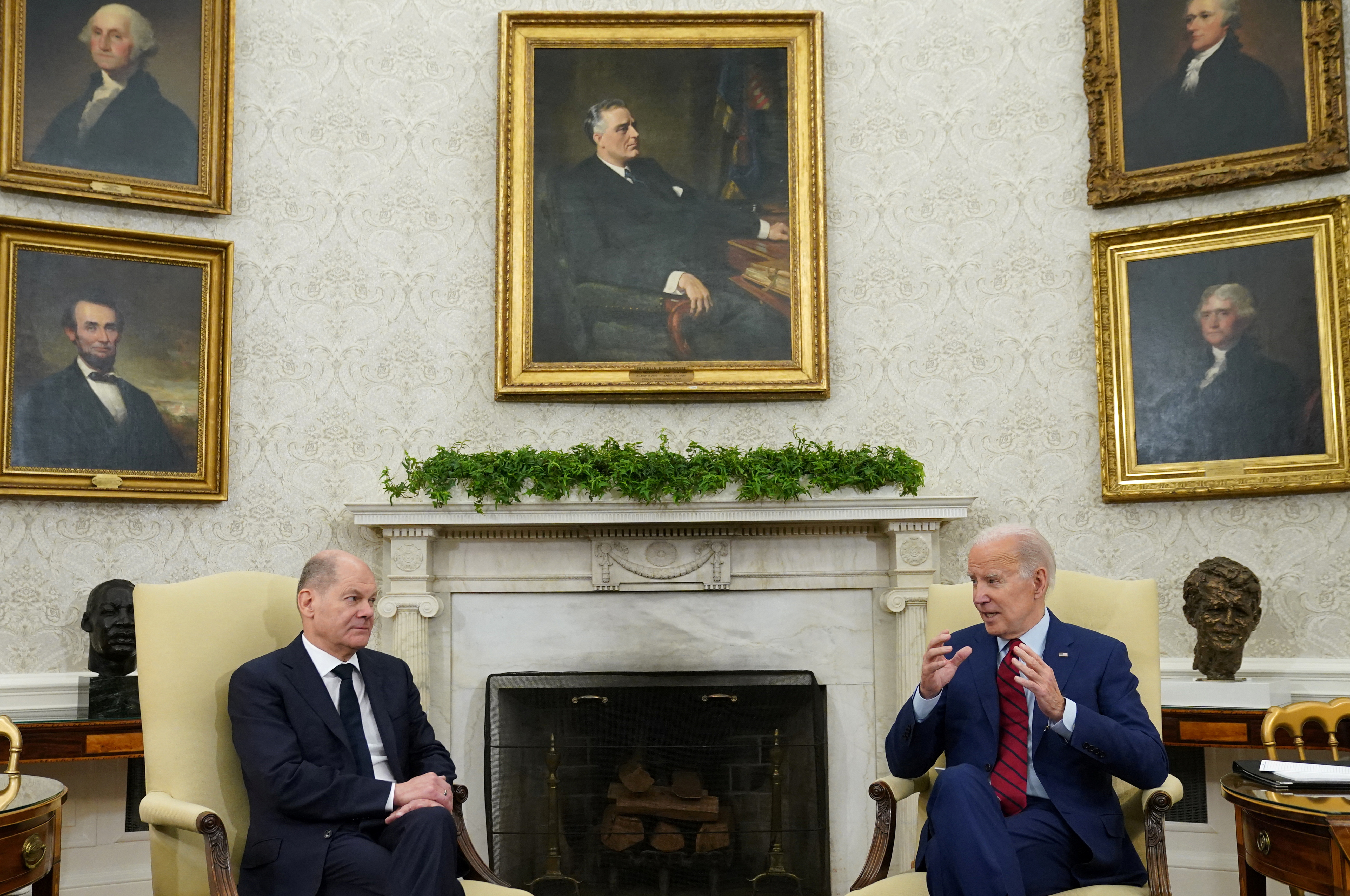 Biden meets German Chancellor Scholz at the White House in Washington