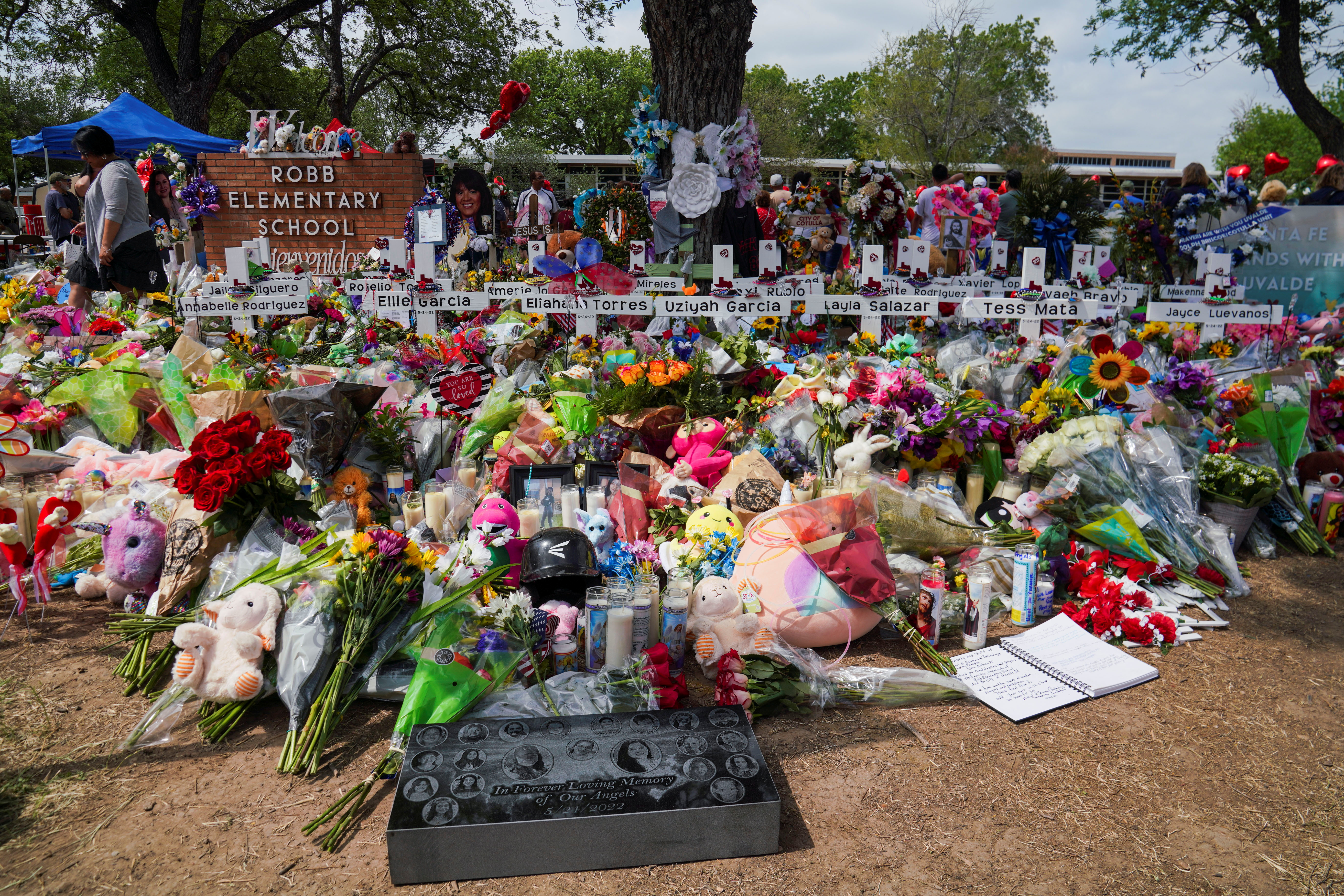 Memorial for the victims of a mass shooting in Uvalde, Texas