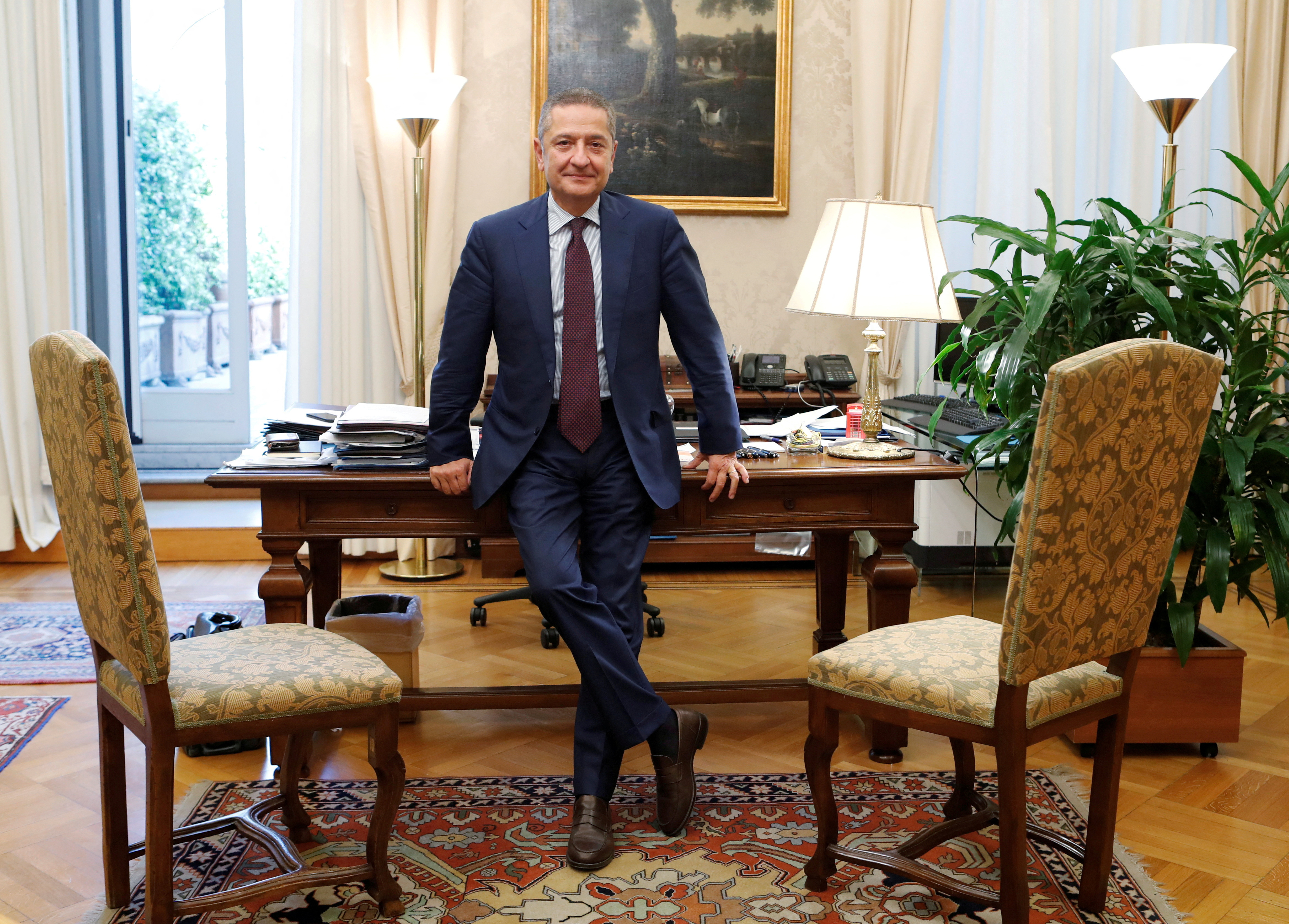 Fabio Panetta is seen in his office ahead of his appointment to the European Central Bank's executive committee