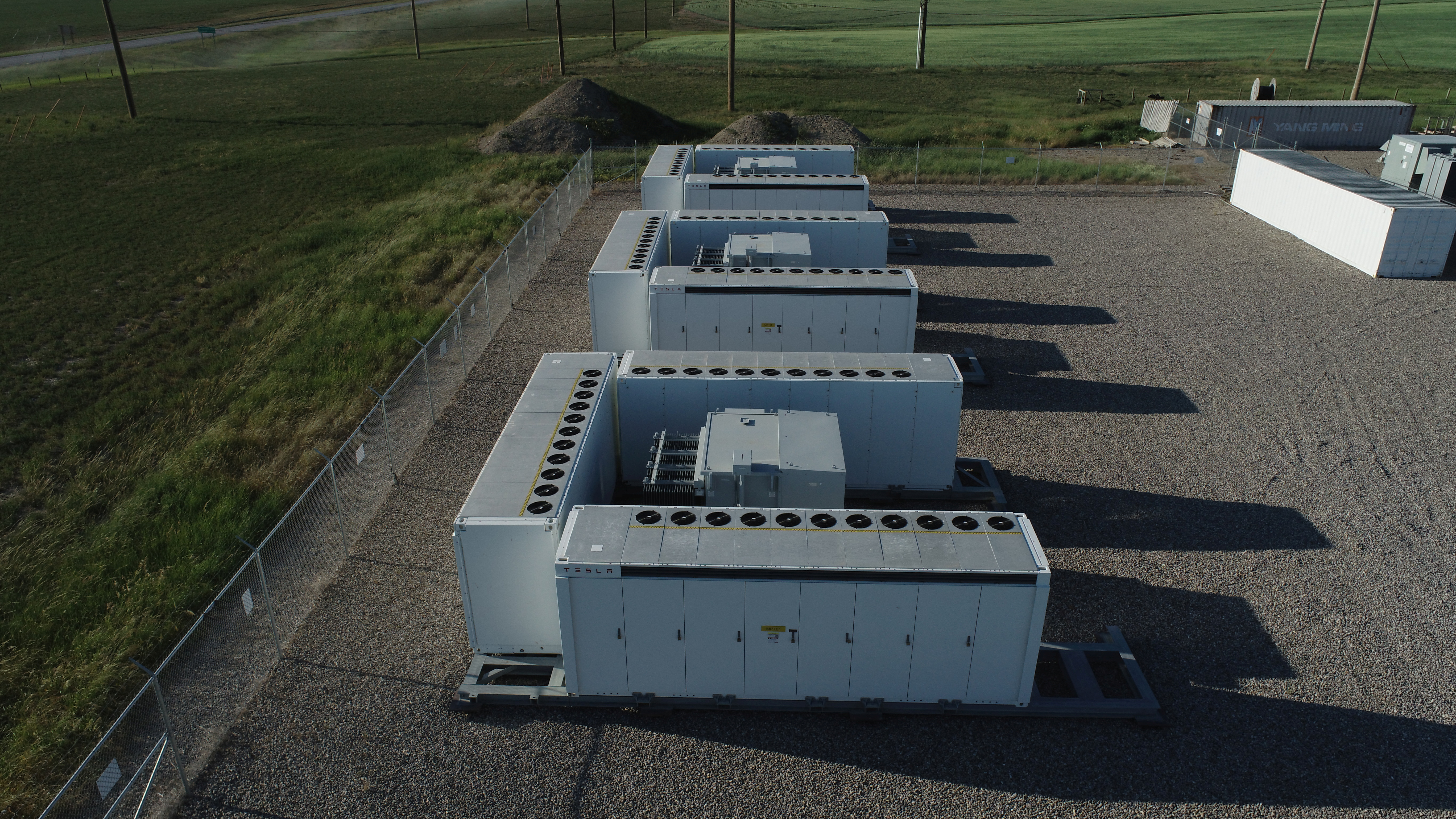 A general view shows TransAlta's wind energy battery storage facility in Pincher Creek, Alberta