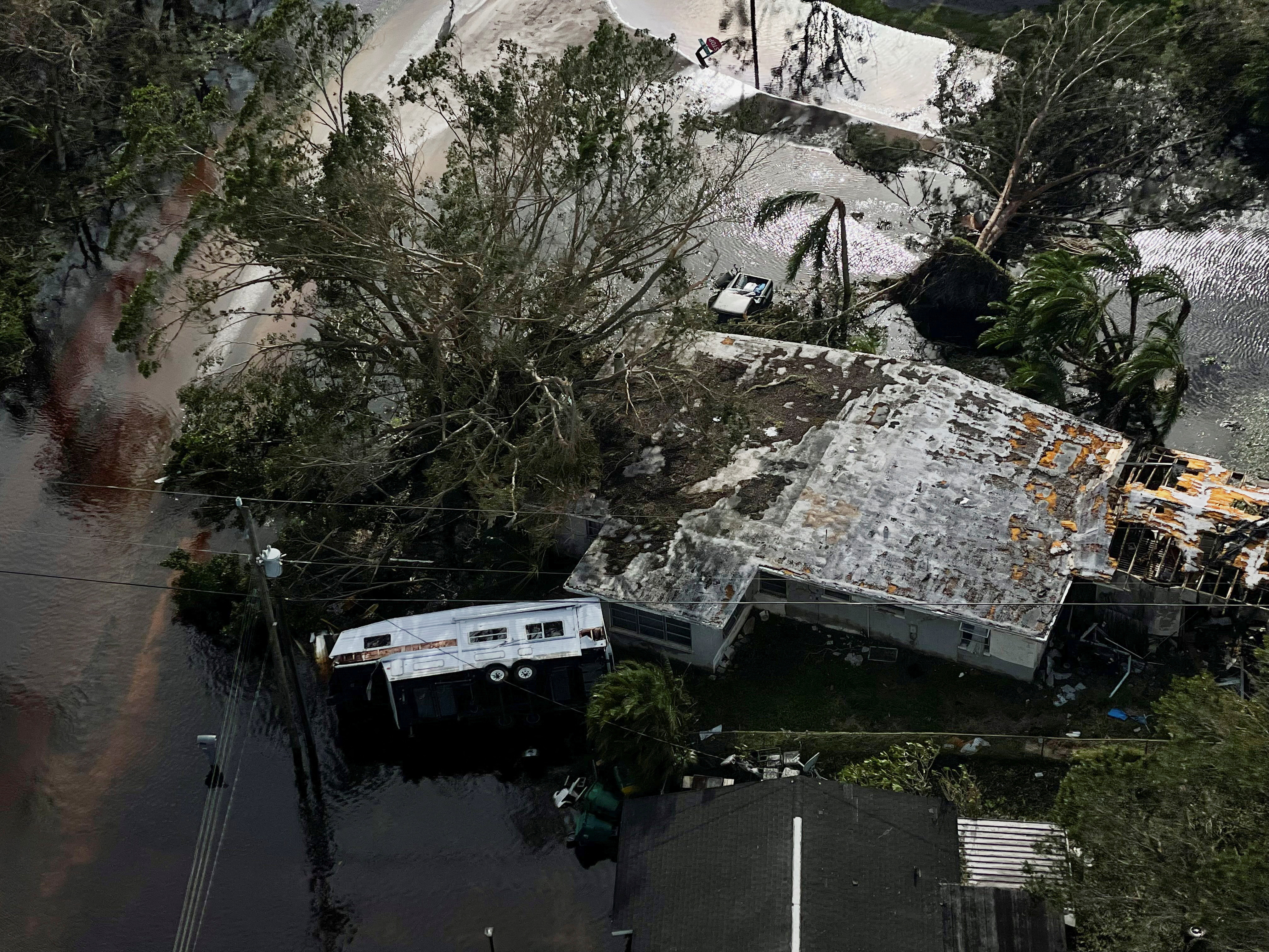 An aerial view of damage after Hurricane Ian caused widespread destruction in Punta Gorda