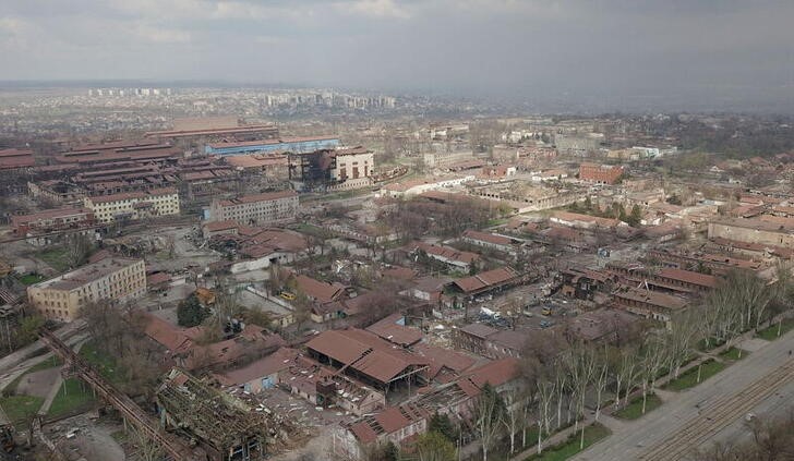 A view shows the Illich Steel and Iron Works in Mariupol