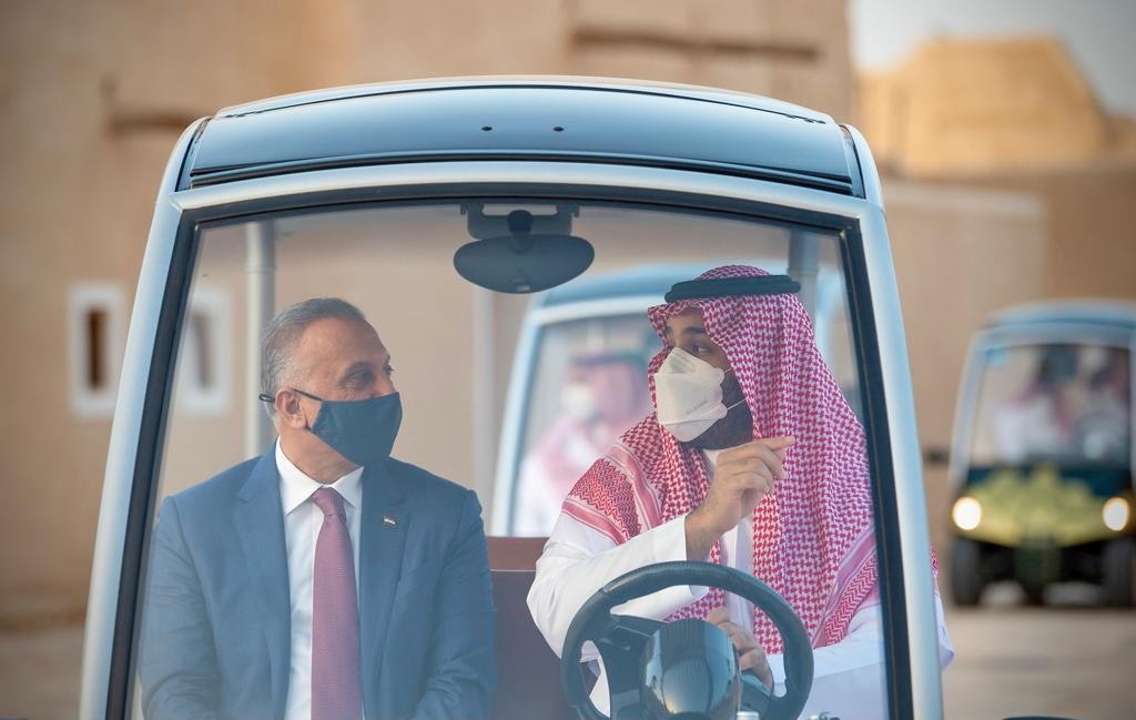 Saudi Arabia's Crown Prince Mohammed bin Salman and Iraqi Prime Minister Mustafa Al-Kadhimi, visit the historical city Ad Diriyah on the outskirts of Riyadh