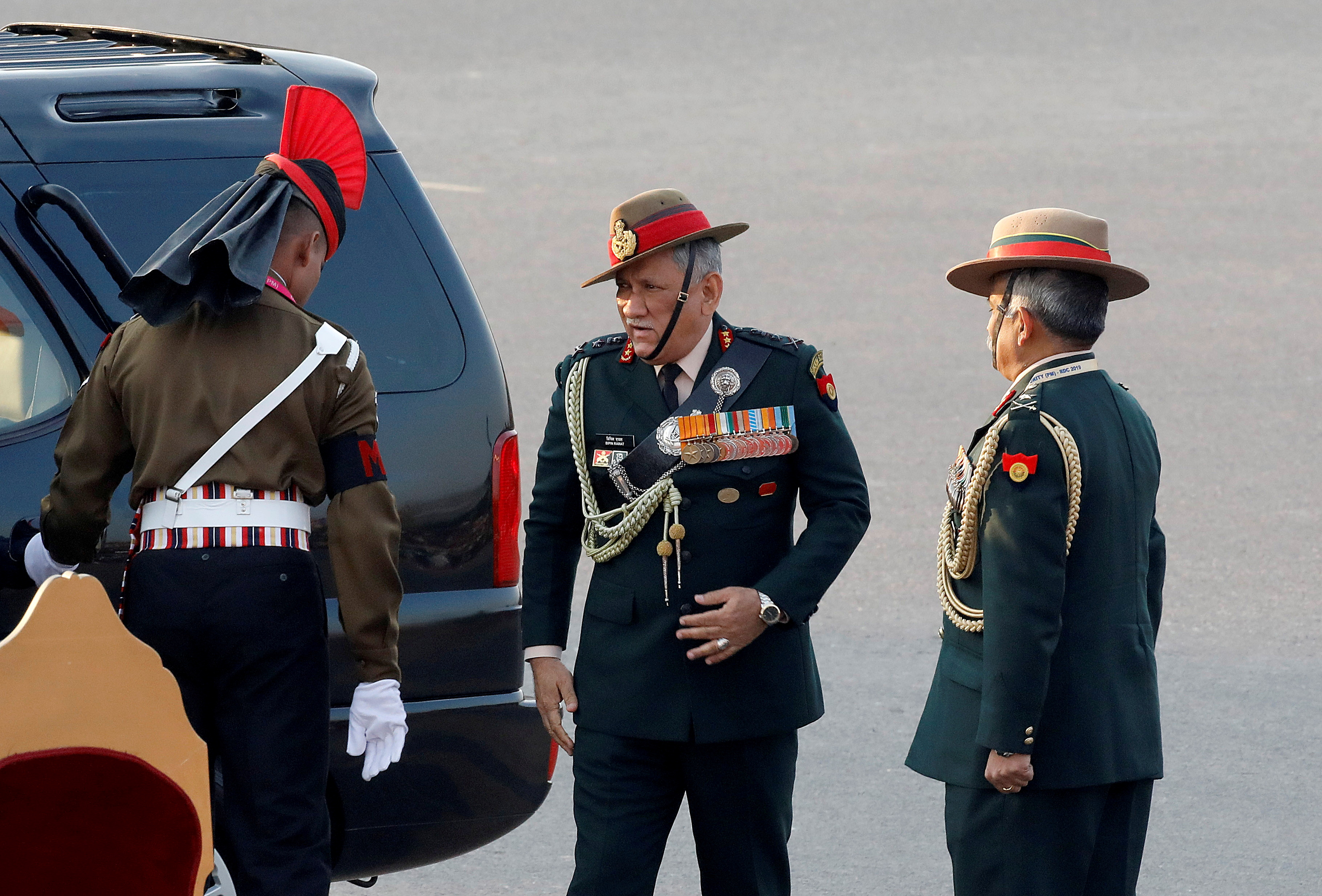 Indian Army chief General Bipin Rawat arrives for the Beating the Retreat ceremony in New Delhi, India, January 29, 2019. REUTERS/Altaf Hussain