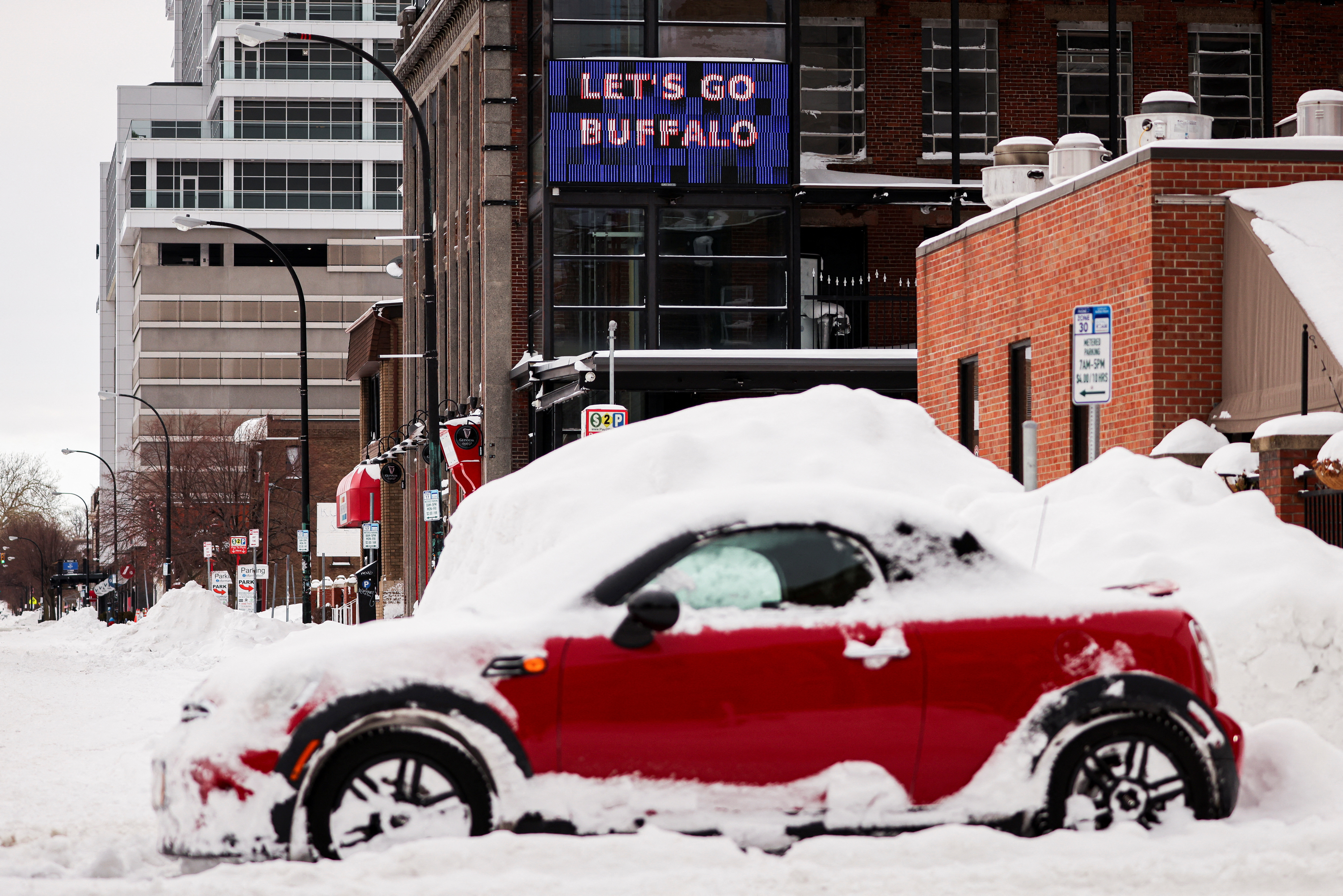 Damage from a winter storm in Buffalo, NY