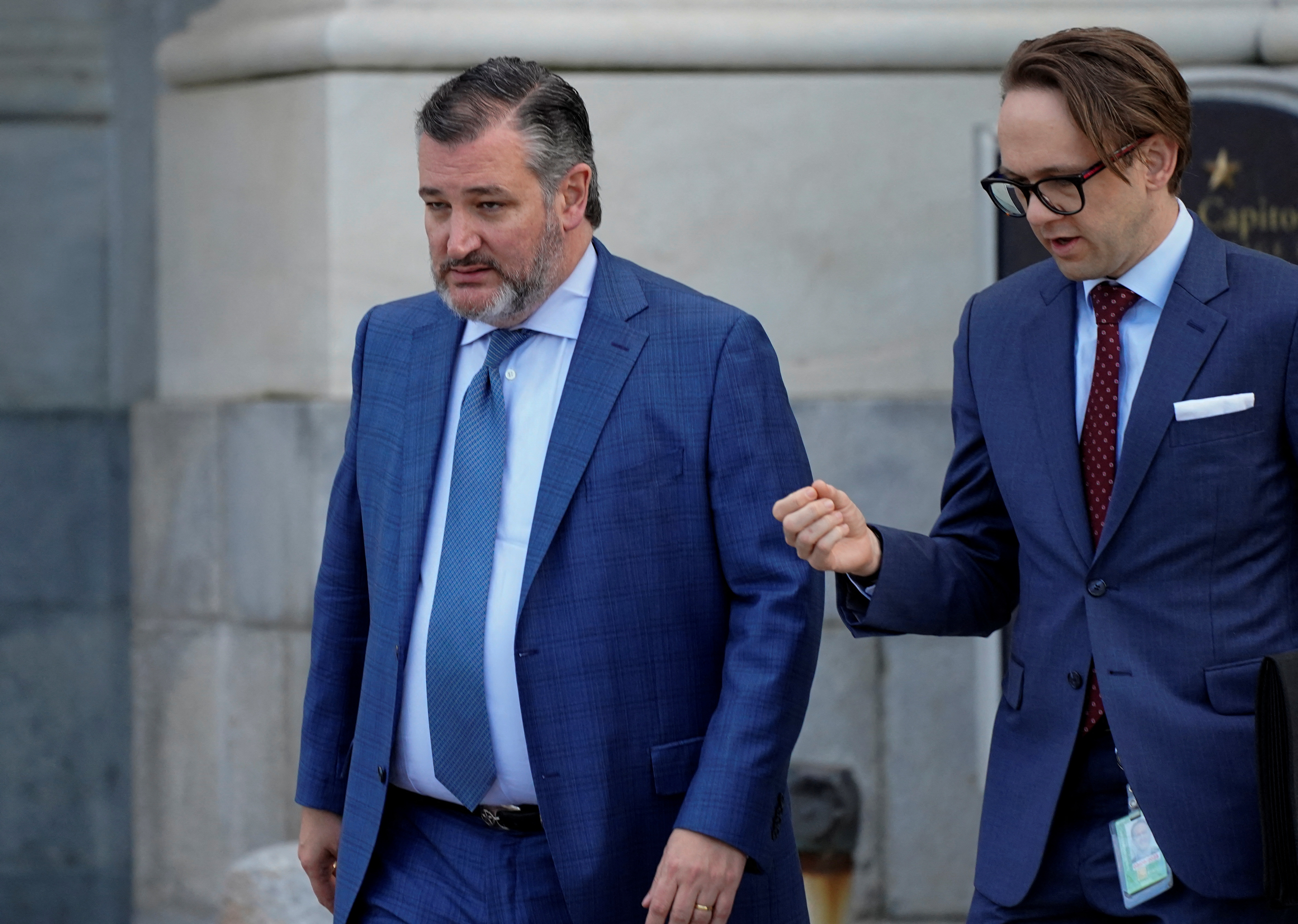 U.S. Senator Ted Cruz departs the Capitol in Washington