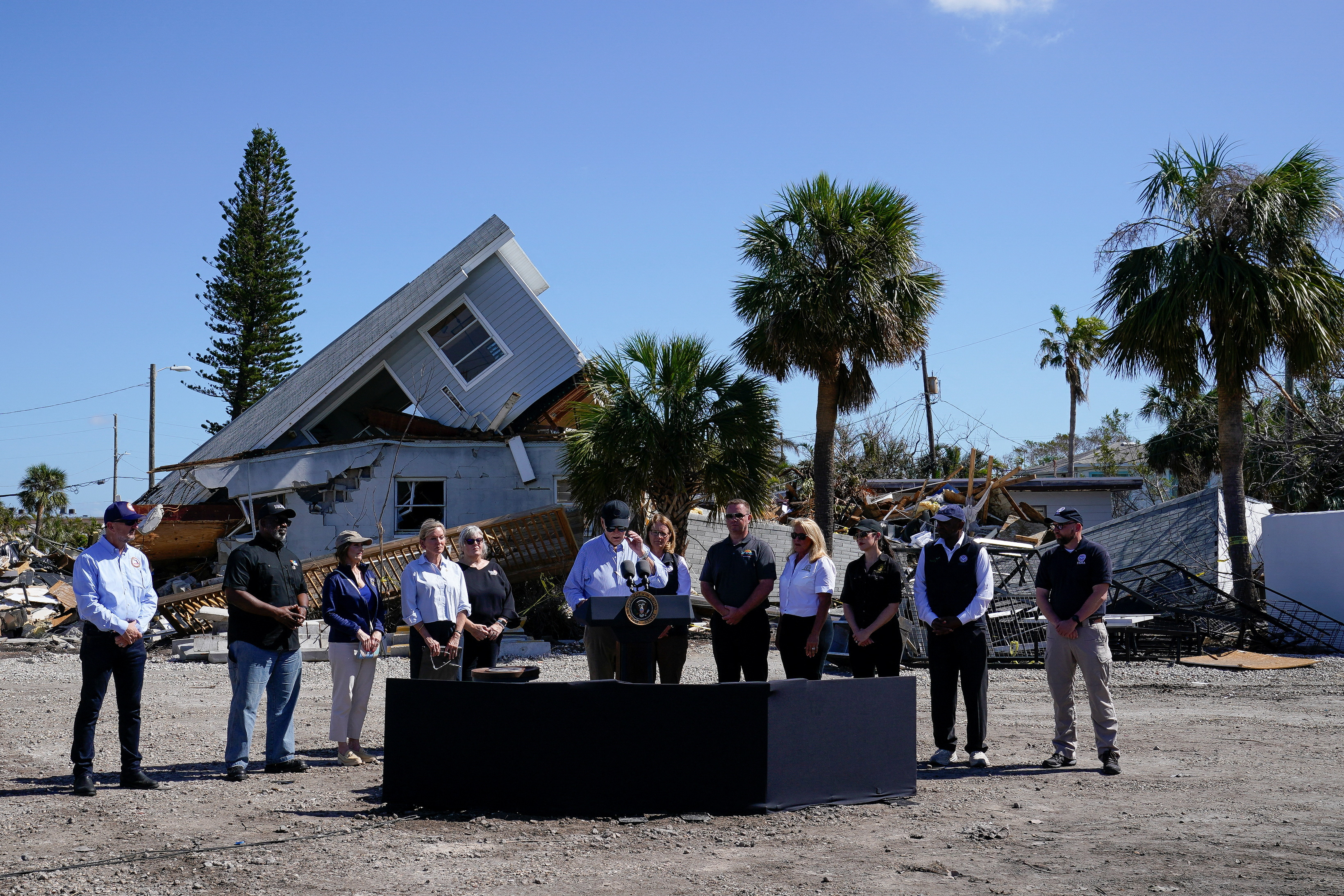 Hurricane Milton Biden tours Florida's stormhit streets as debris