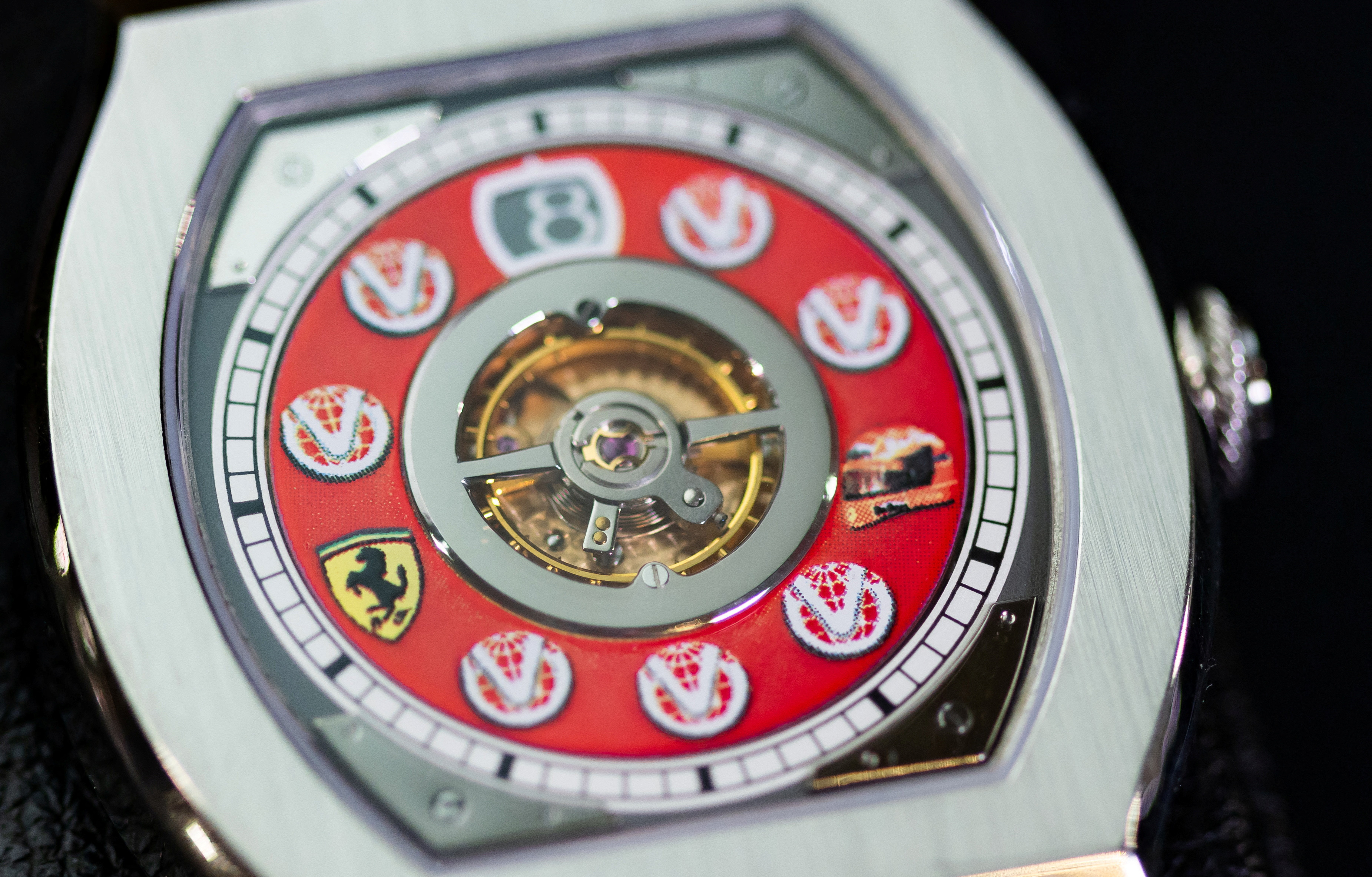 Watches from the collection of Michael Schumacher, ahead of an auction during a Christie's media preview in Geneva