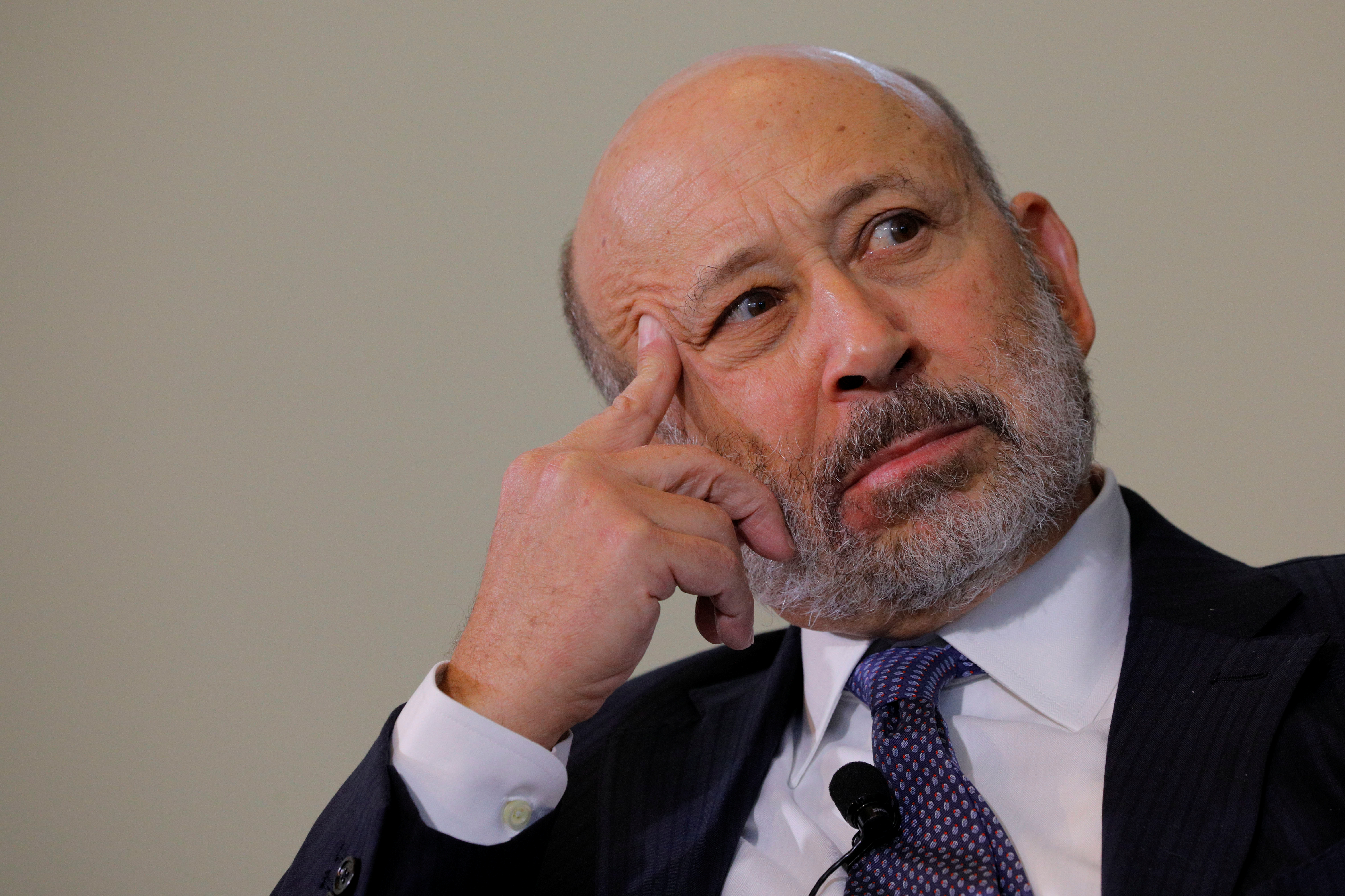 Blankfein, CEO of Goldman Sachs, listens to a question at the Boston College Chief Executives Club luncheon in Boston