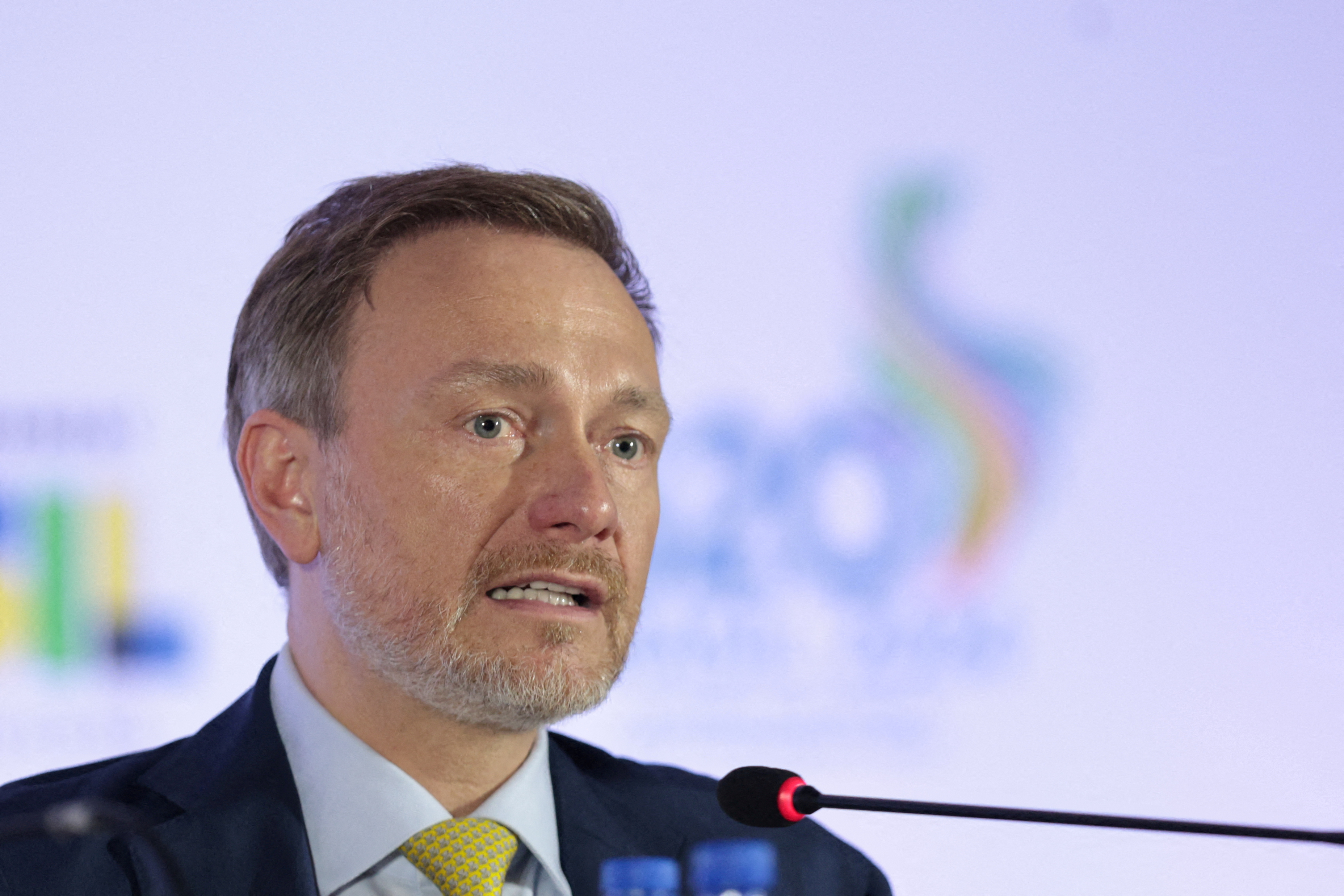 Germany's Lindner at a press conference in Brazil