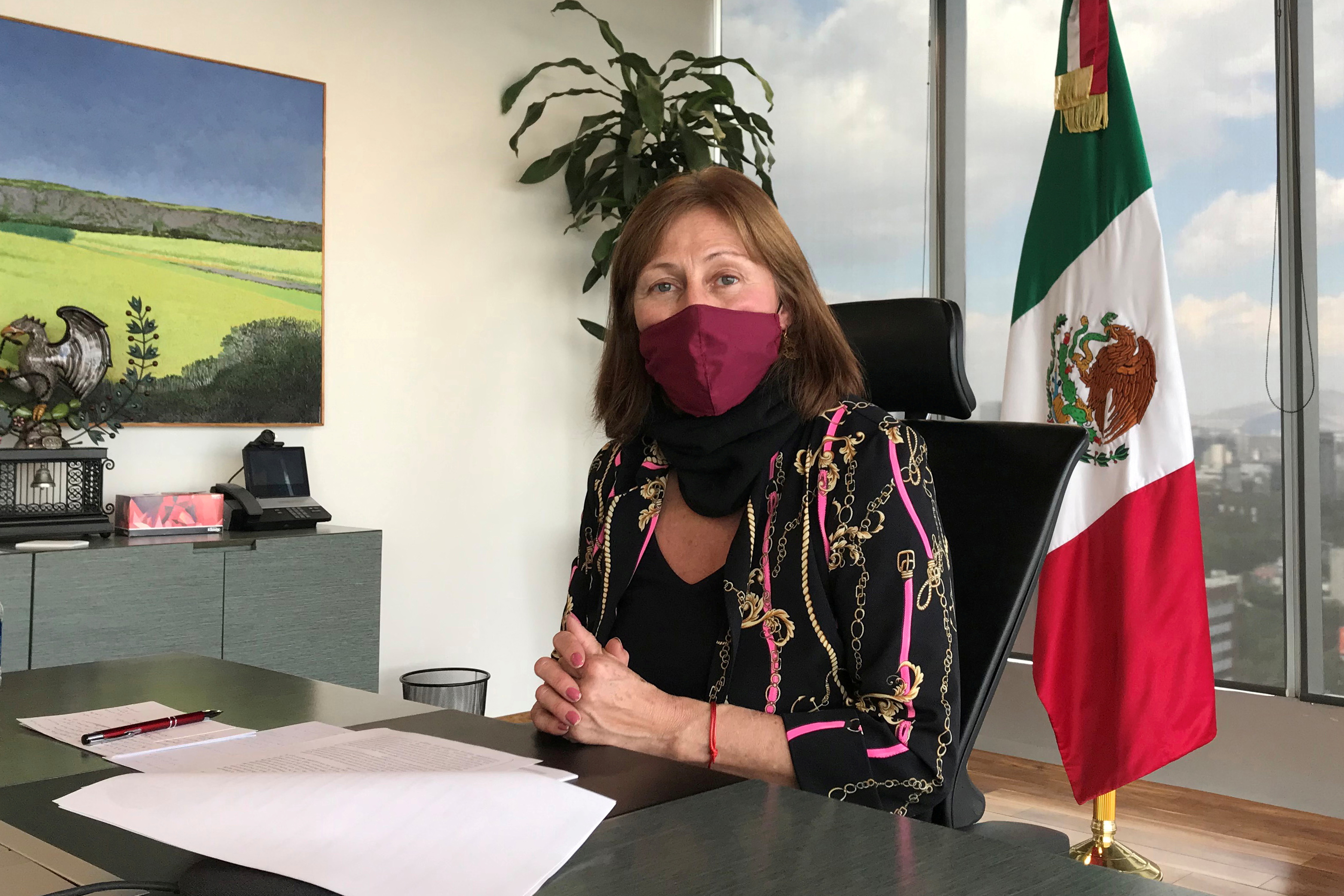 Mexican Economy Minister Tatiana Clouthier gestures during an interview with Reuters in Mexico City