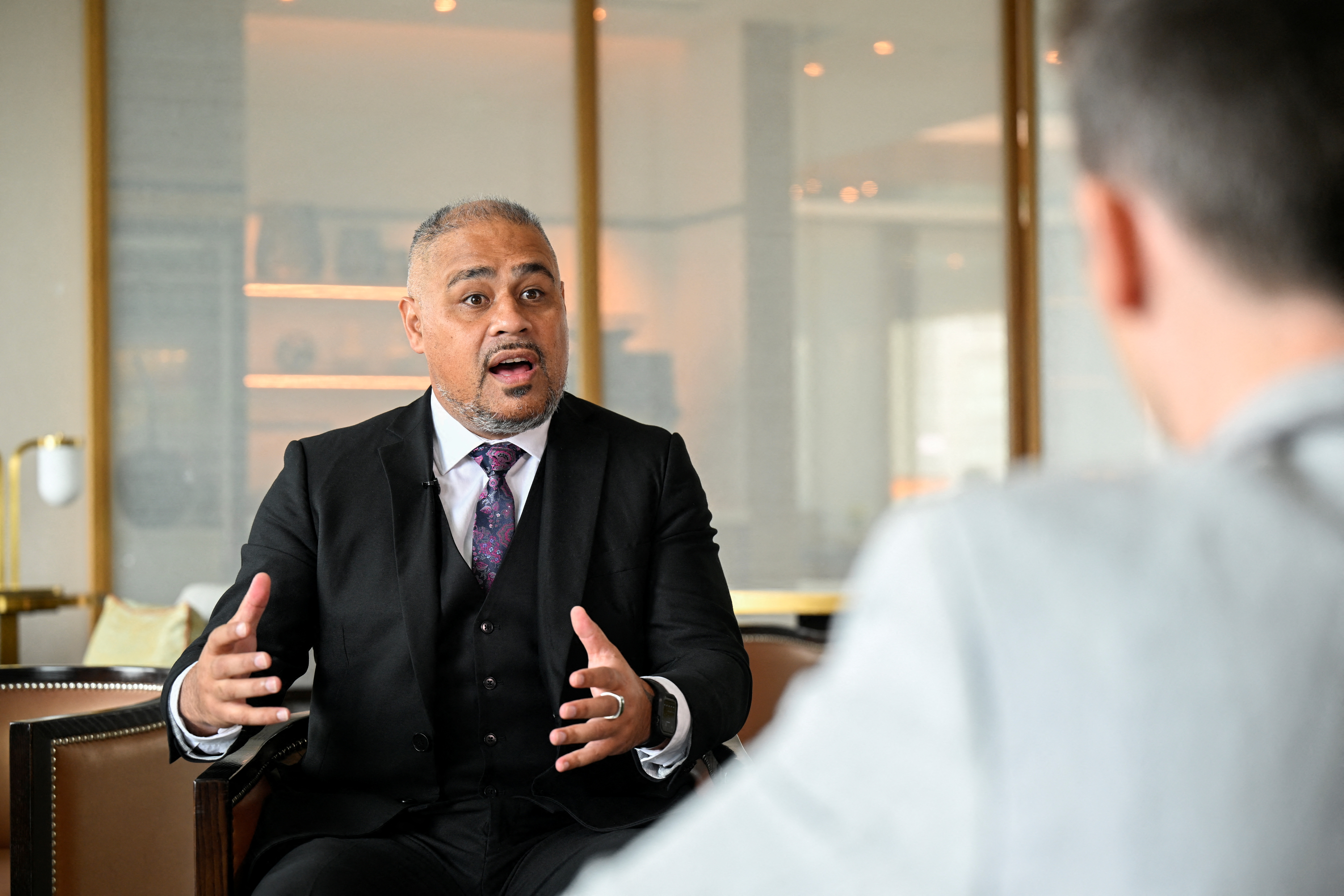 New Zealand's Minister of Defence Peeni Henare speaks during an interview with Reuters on the sidelines of the 19th Shangri-La Dialogue in Singapore