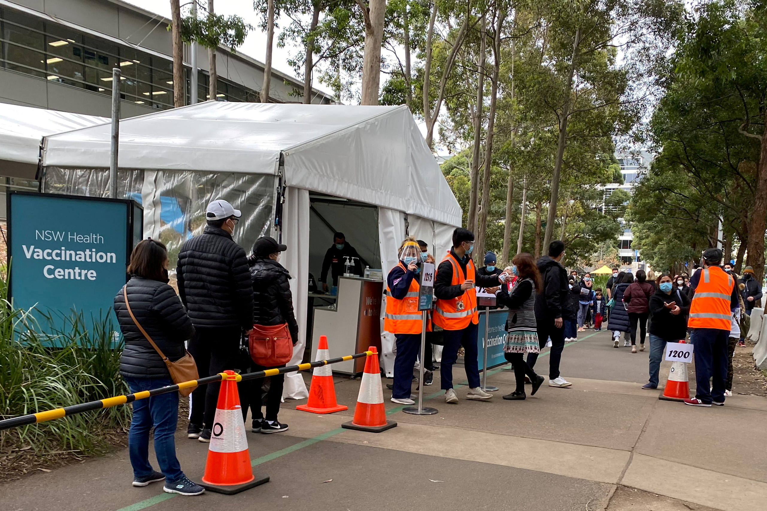 FILE PHOTO: COVID-19 vaccination centre at Sydney Olympic Park in Sydney