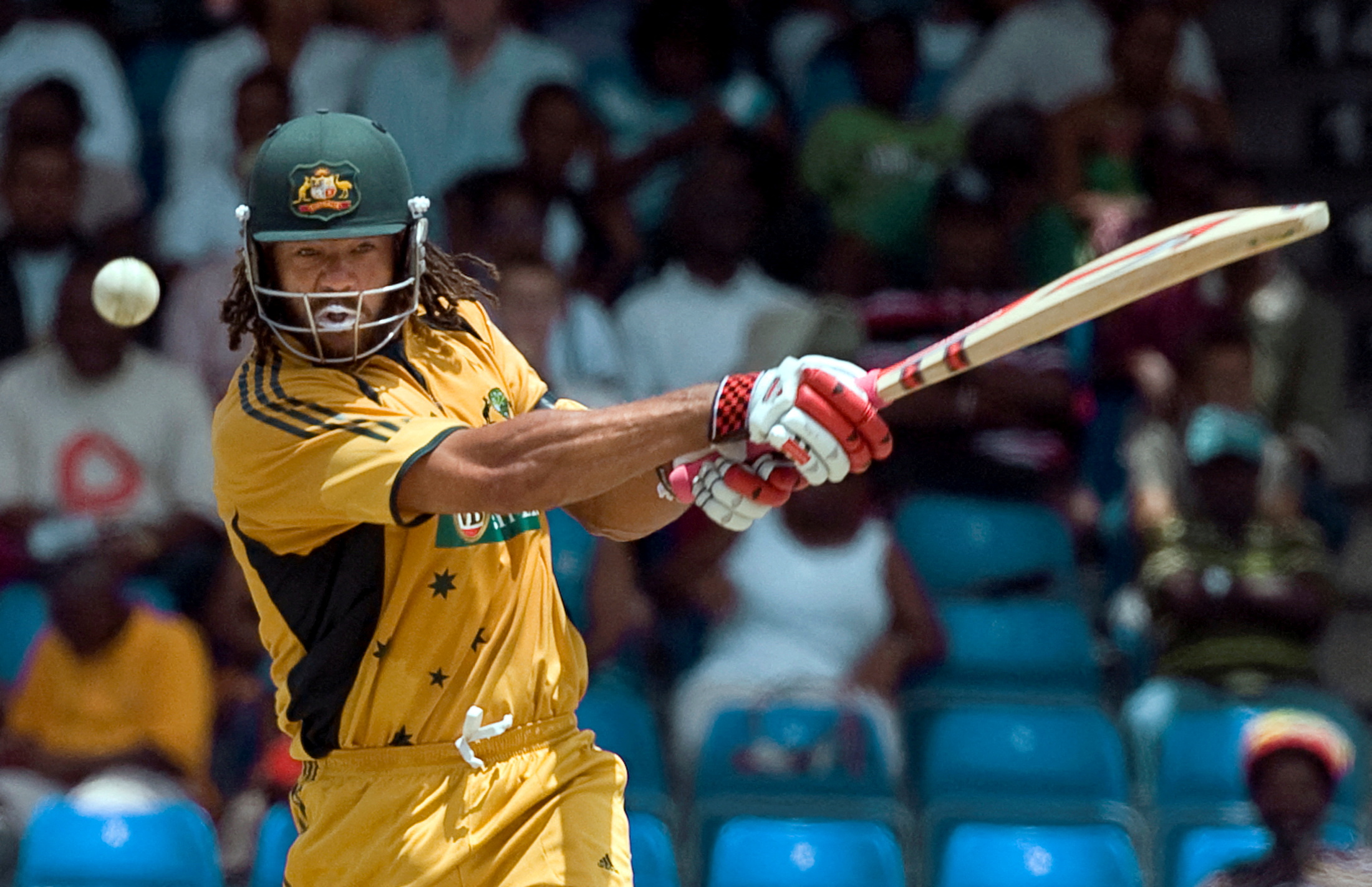 Australia's Andrew Symonds bats during their cricket international against West Indies in St. Kitts