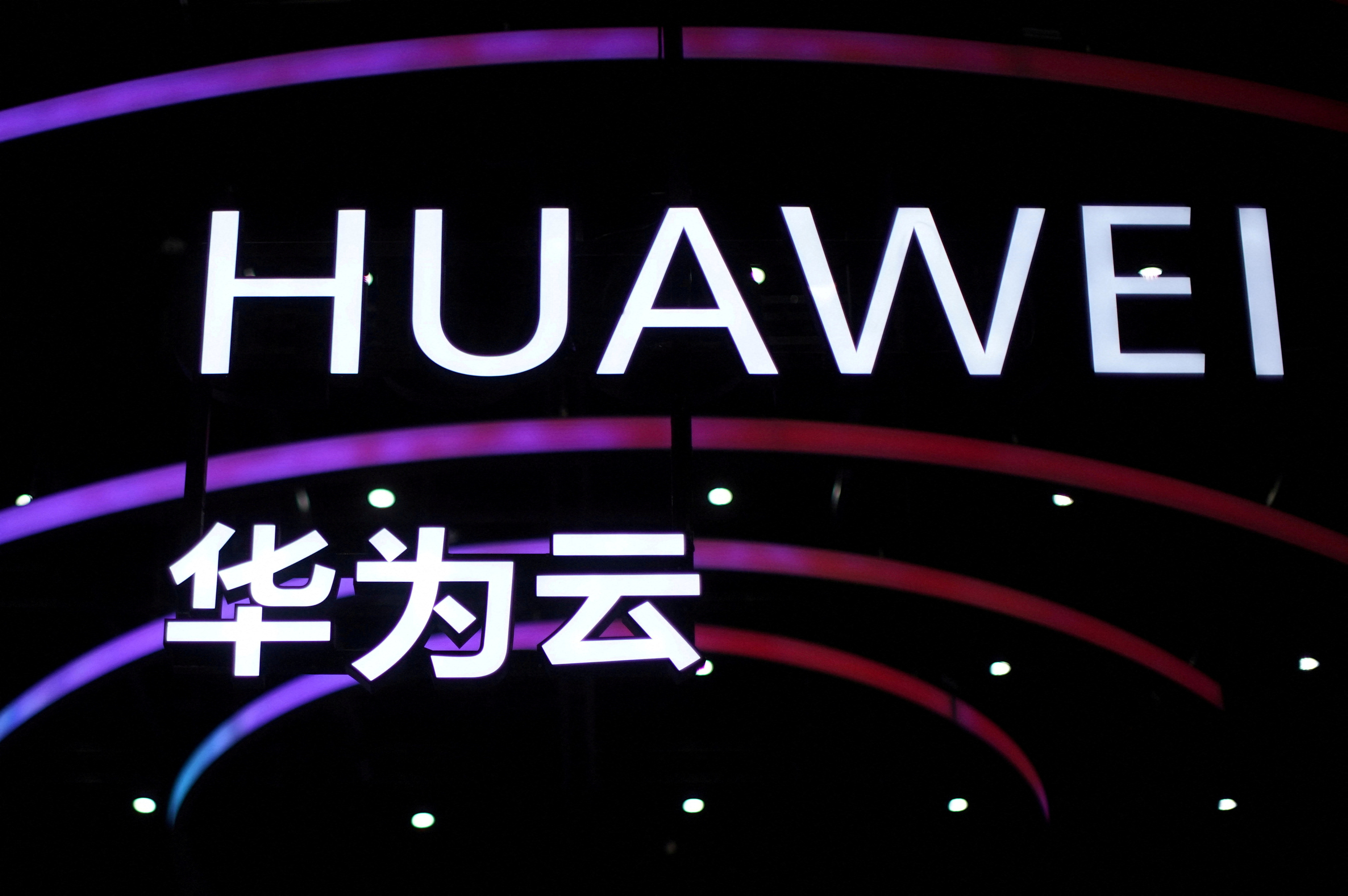 Letterings that form the name of Chinese smartphone and telecoms equipment maker Huawei are seen during Huawei Connect in Shanghai