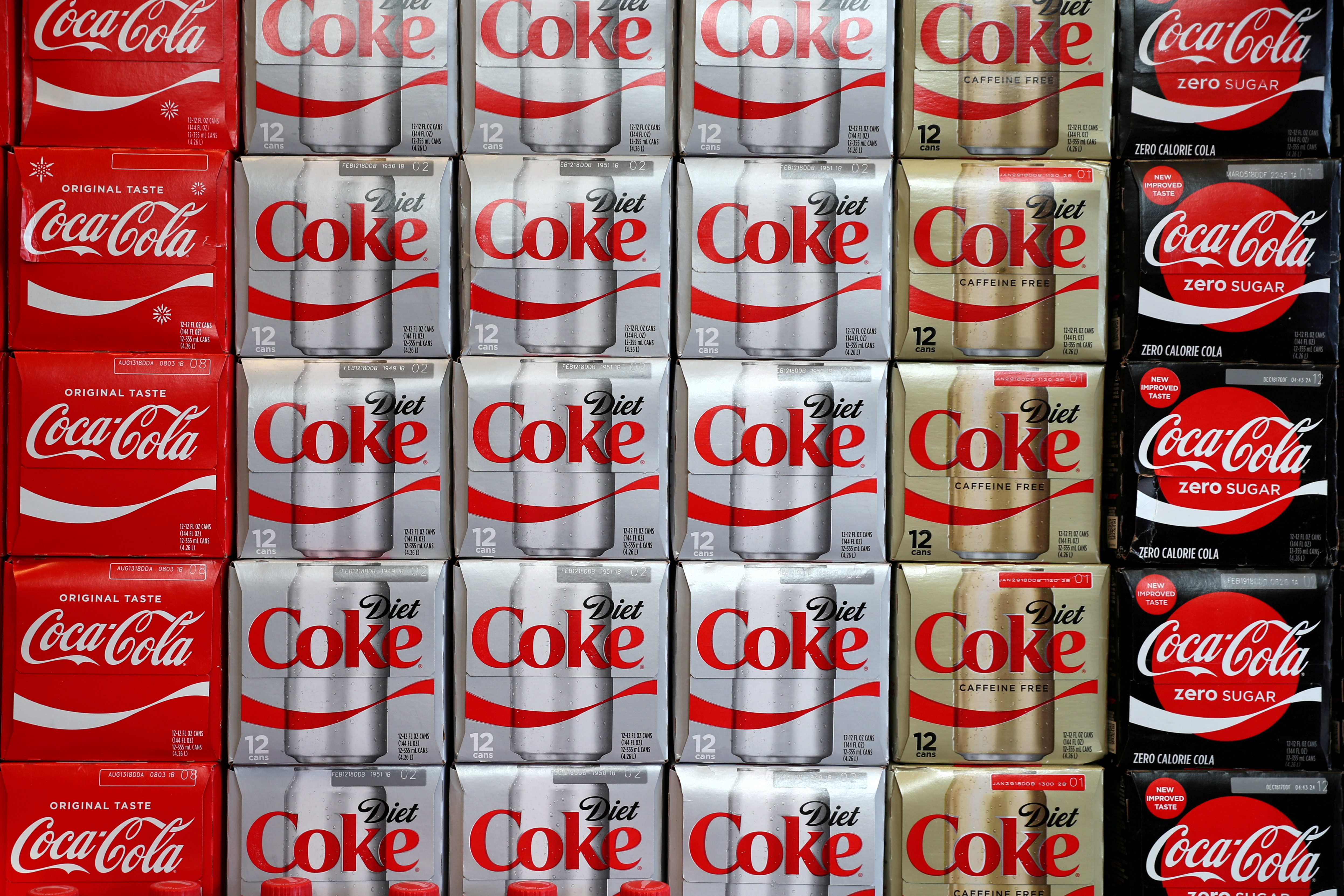 Boxes of Coca-Cola are seen at a grocery store in Los Angeles