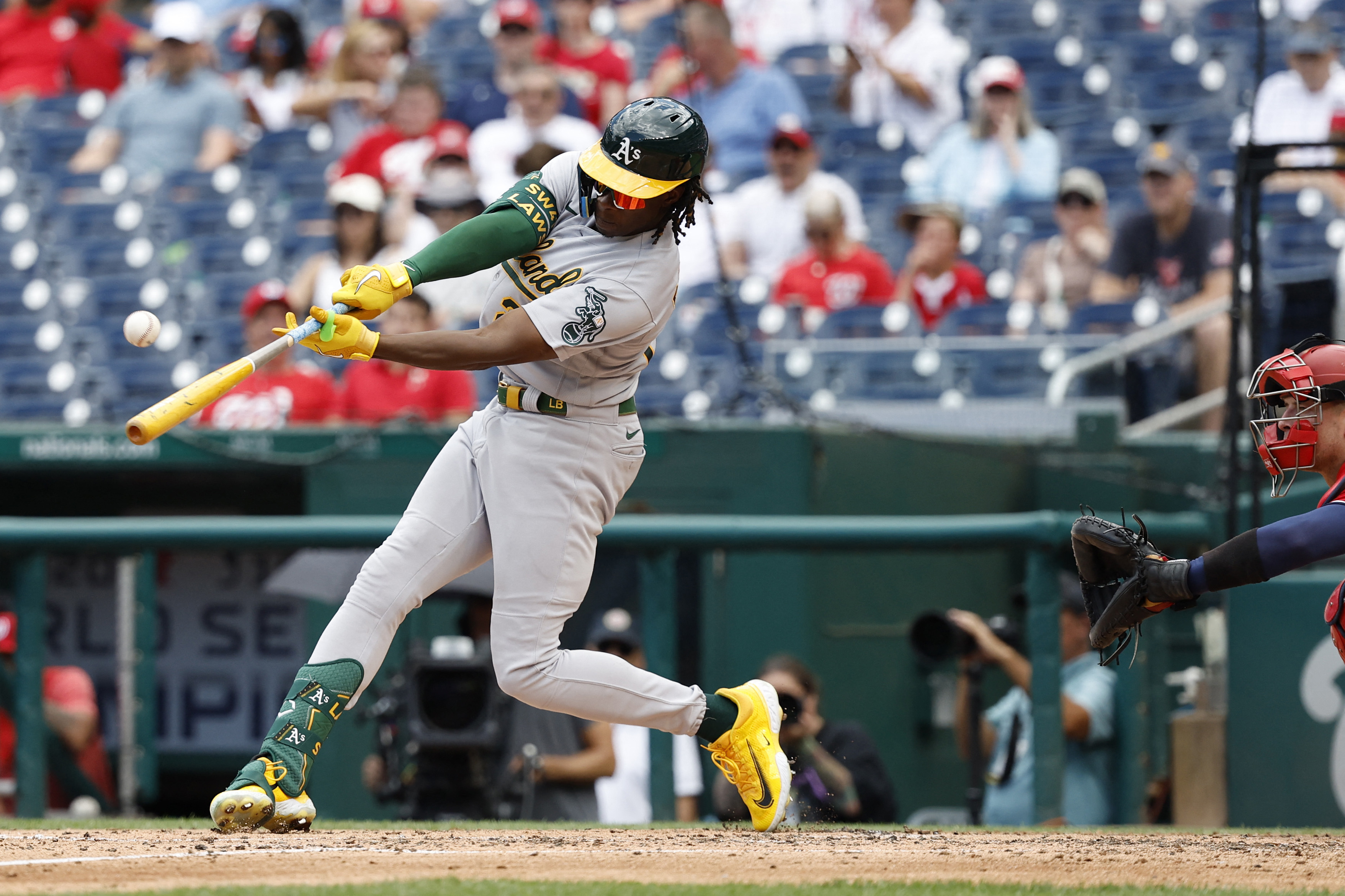 Jeter Downs' RBI single caps 6-run 9th as Nationals rally past A's 8-7 for  series sweep