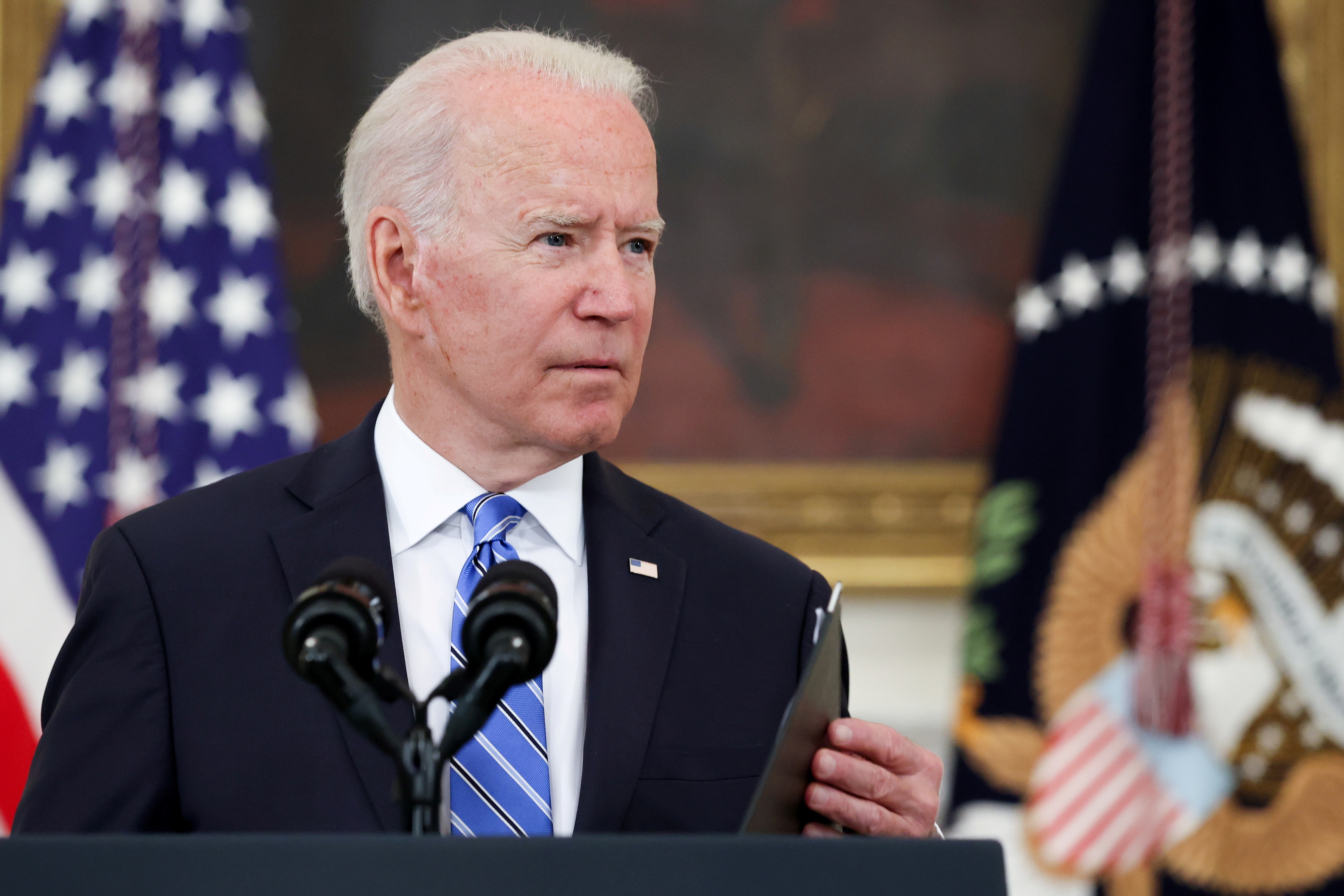U.S. President Biden delivers remarks on the economy at the White House in Washington