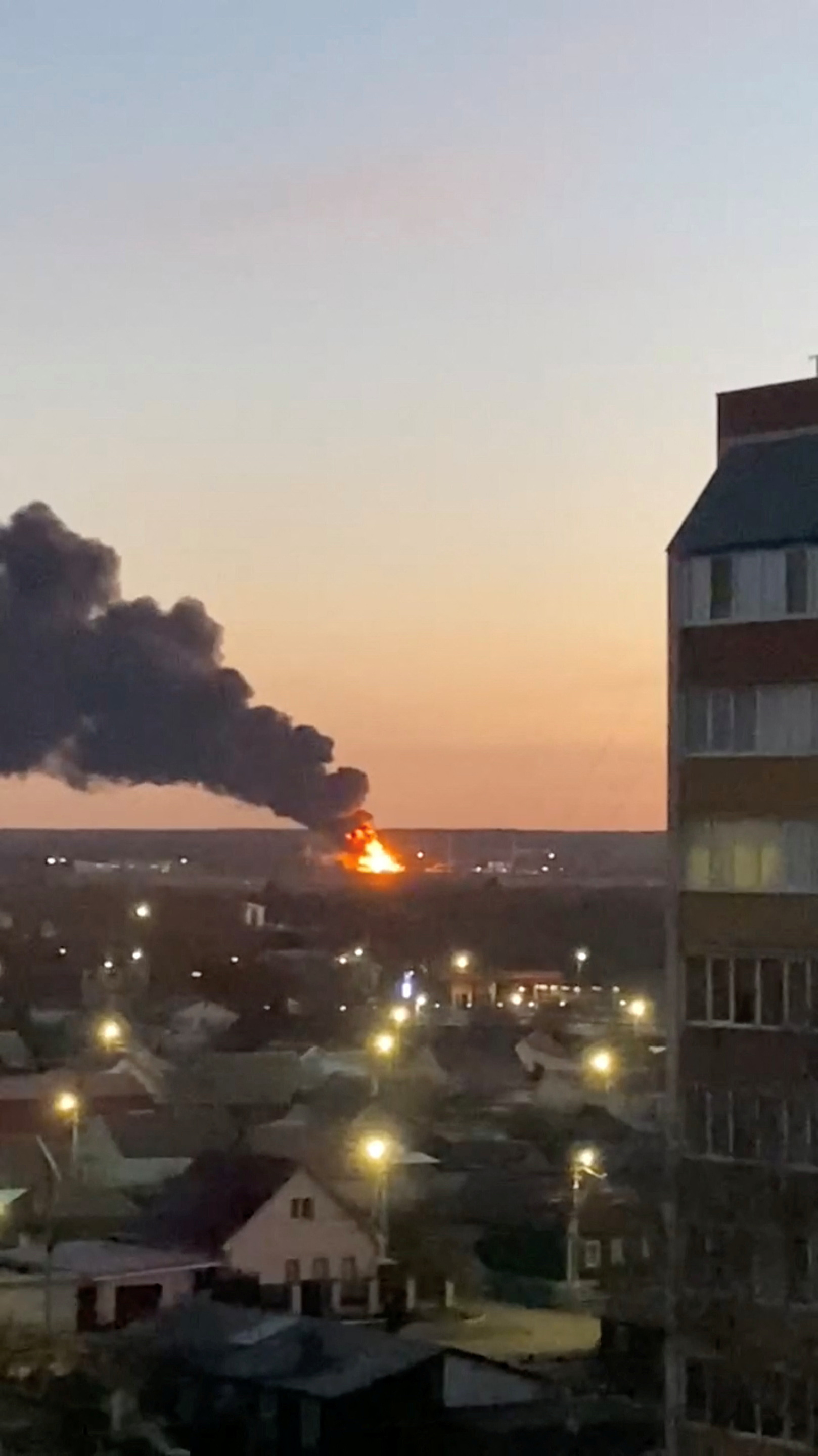 Russian media shows Kursk airfield blaze after alleged drone attack