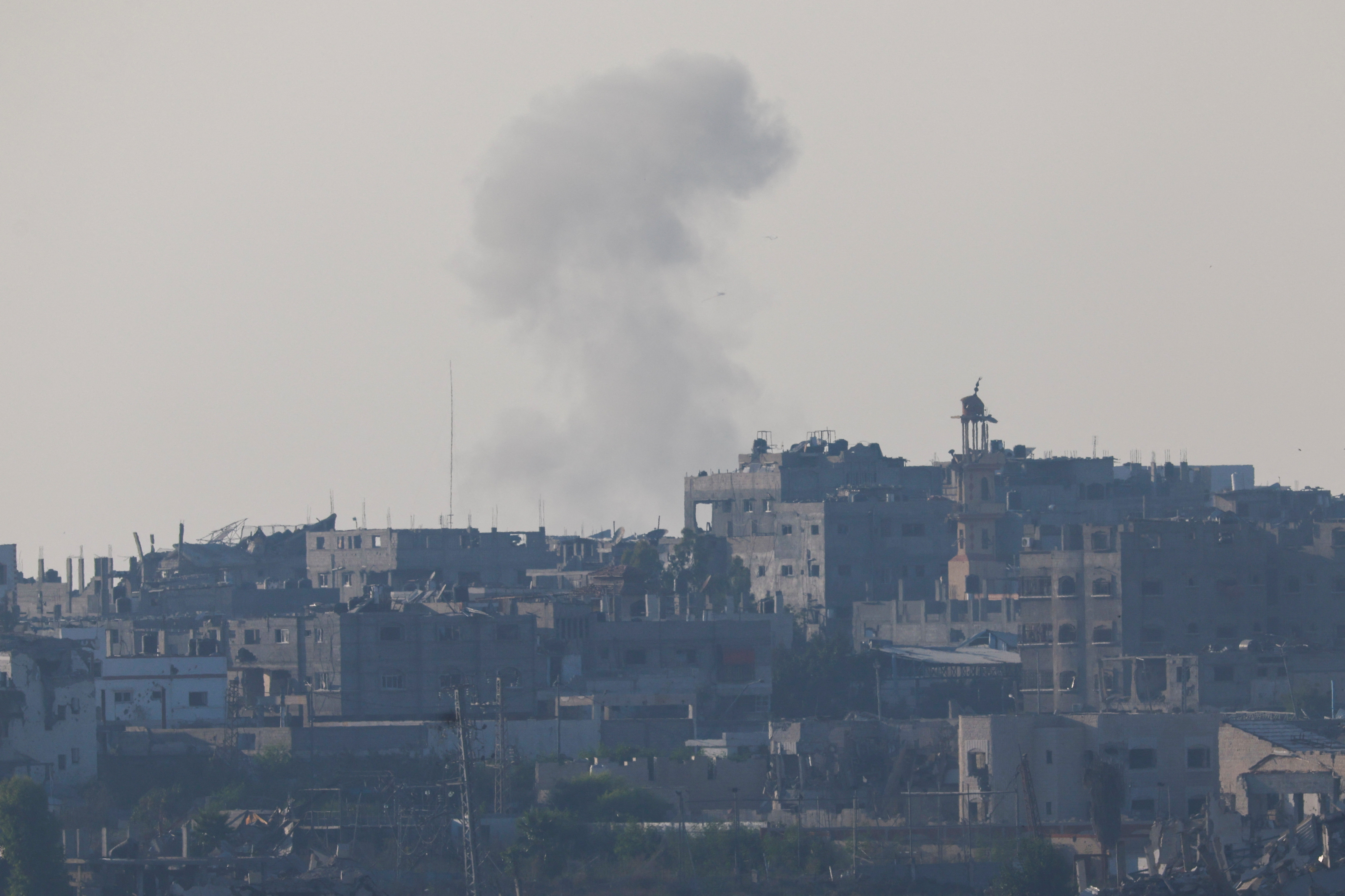 Smoke rises inside Gaza, amid the Israel-Hamas conflict, near the Israel-Gaza border as seen from Israel