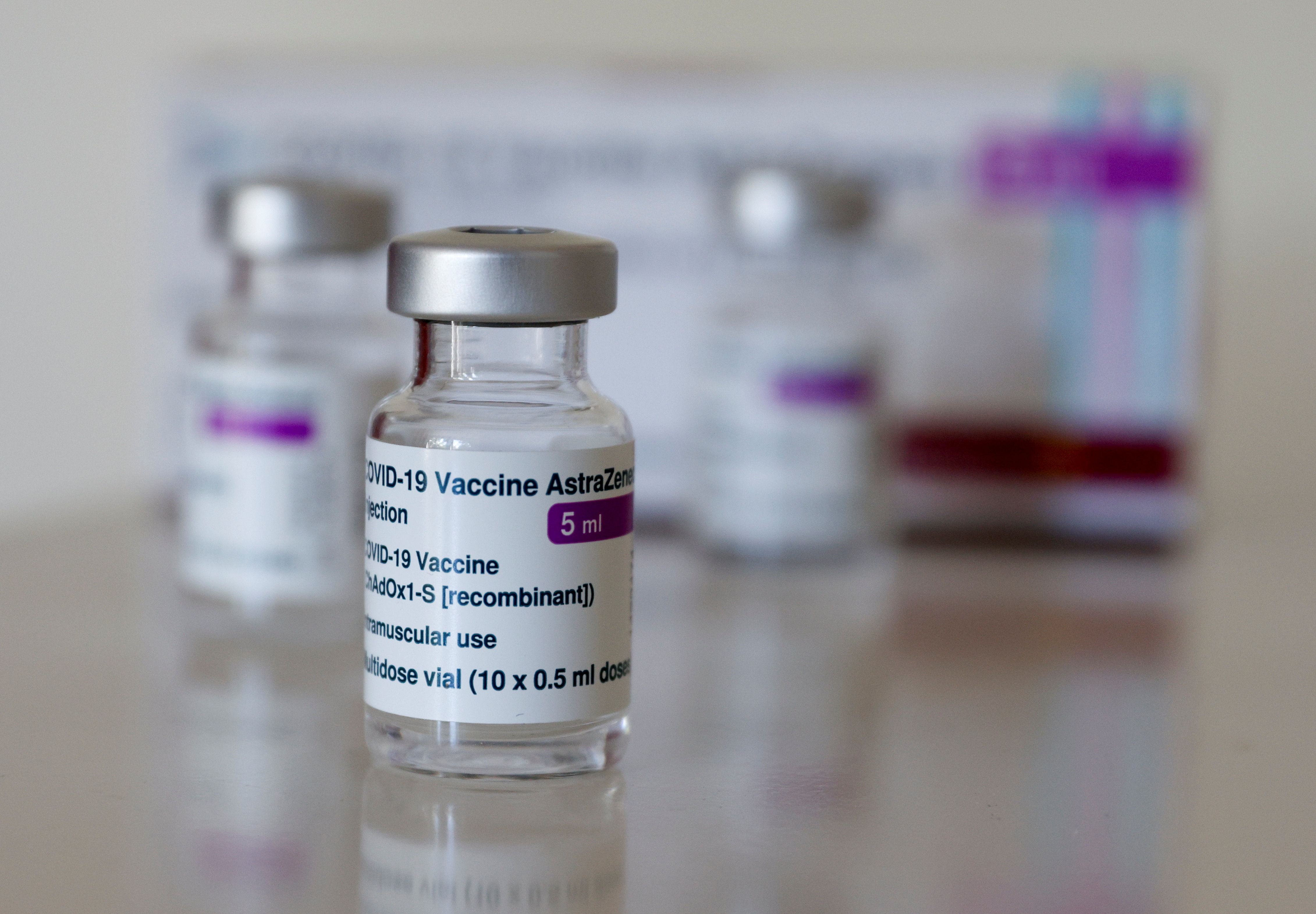 Vials of AstraZeneca's COVID-19 vaccine are seen in Vienna