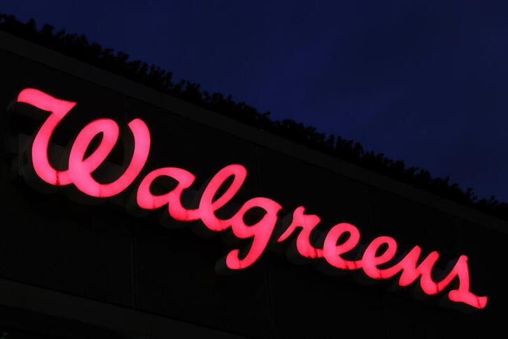 Signage is seen outside of a Walgreens, owned by the Walgreens Boots Alliance, Inc., in Manhattan, New York City