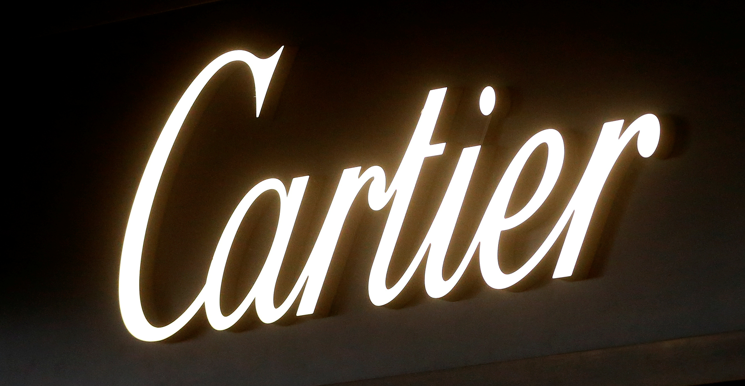 Logo of luxury goods group Richemont's flagship brand Cartier is seen in Zurich