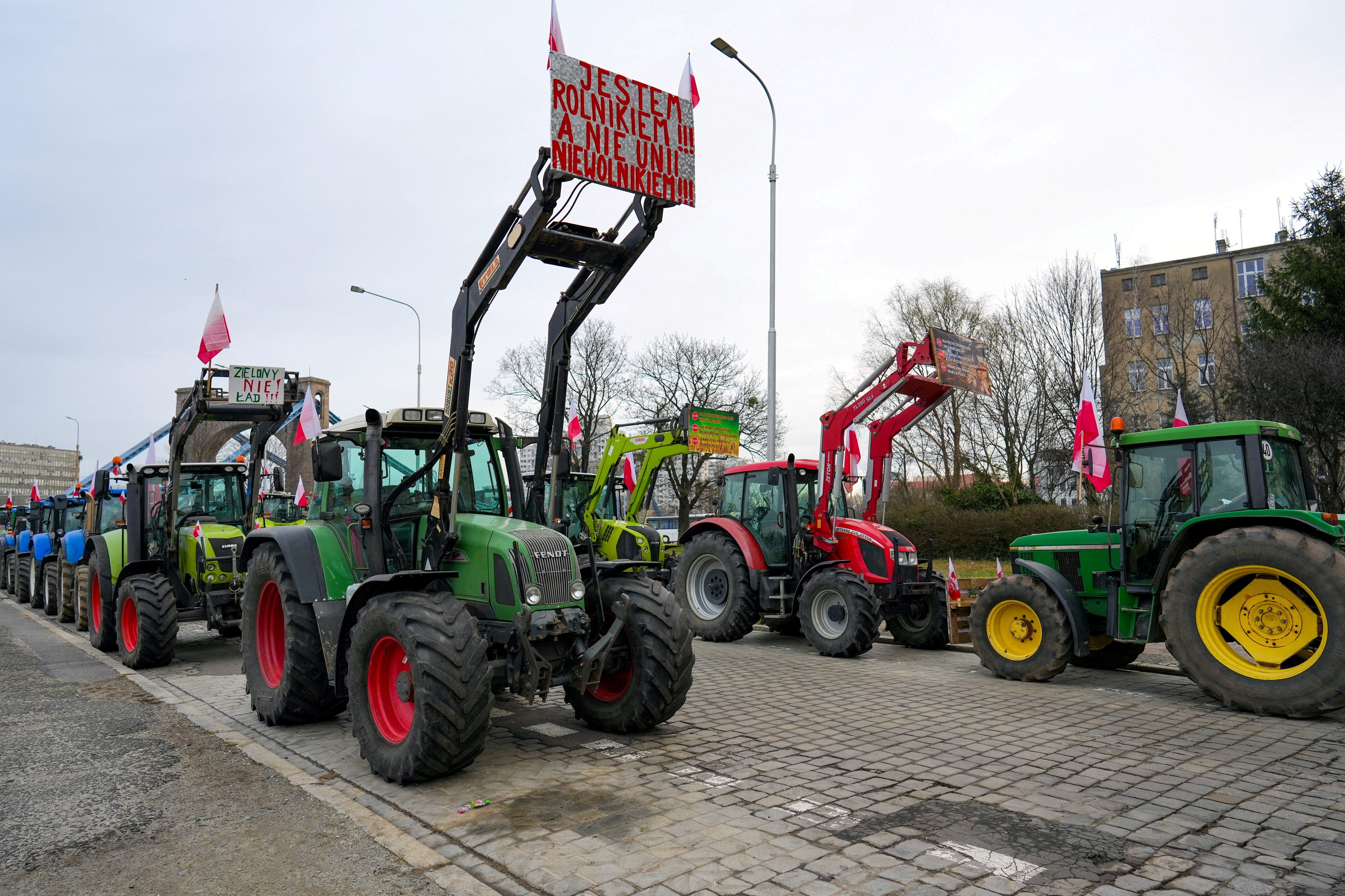 Los agricultores polacos protestan en Wroclaw