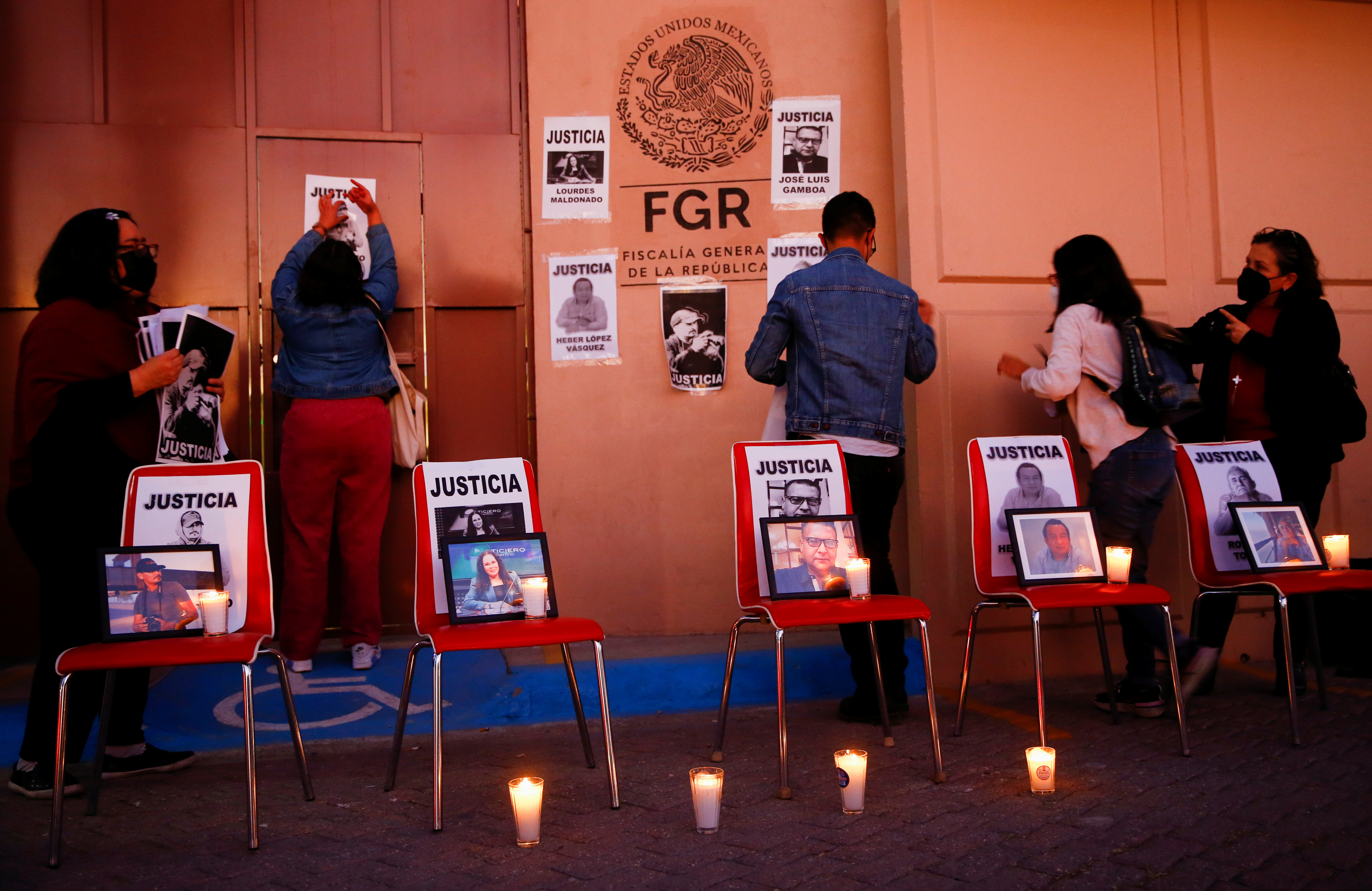 Demonstration to protest against the killing of journalists in past days, in Ciudad Juarez