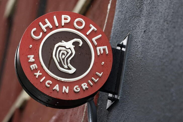 The logo of Chipotle is seen on one of their restaurants in Manhattan, New York City