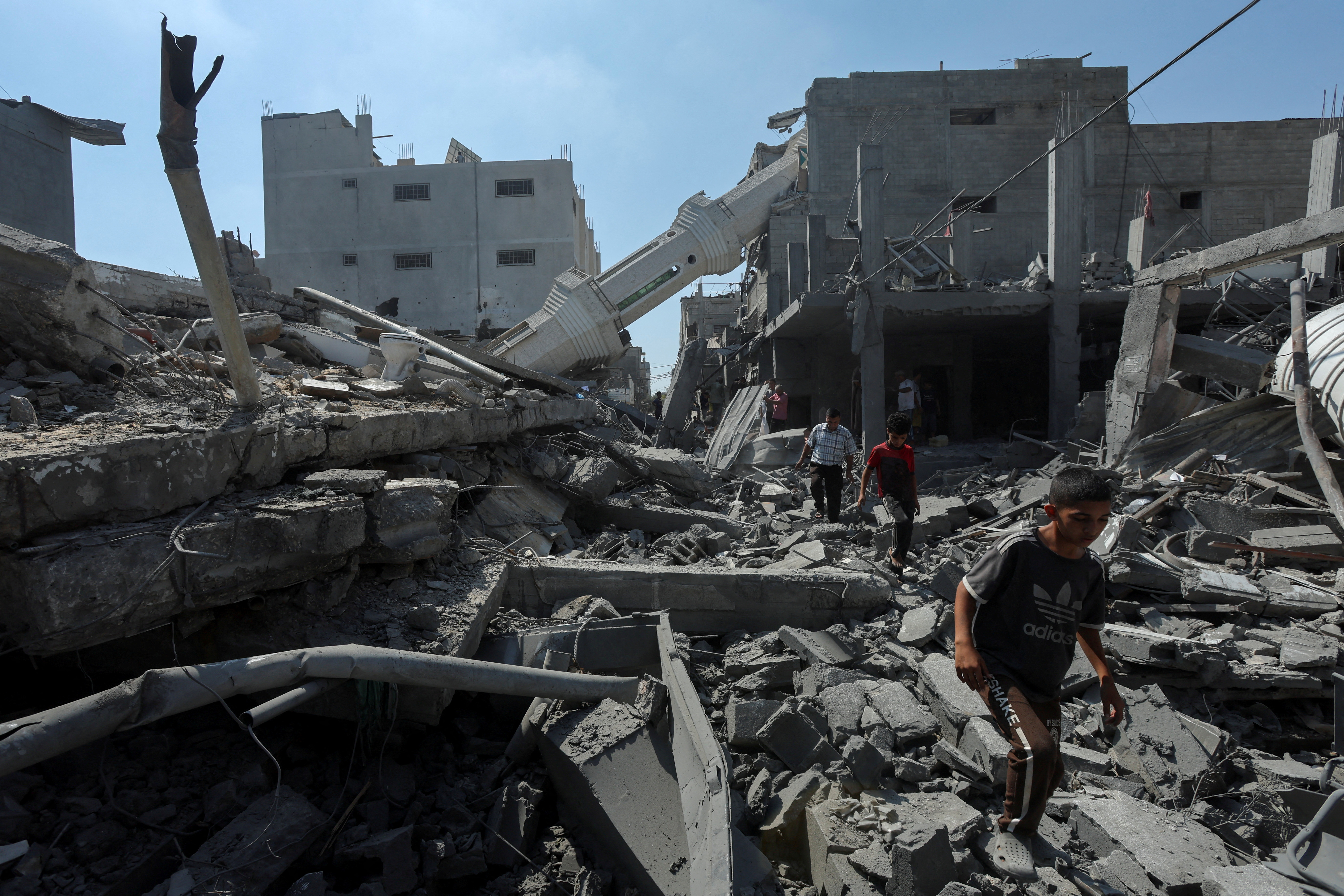 Aftermath of Israeli strike on Abdullah Azzam mosque in Nuseirat, central Gaza Strip